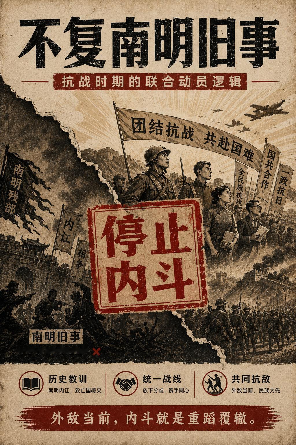 抗战时宣传“不复南明旧事”，对于联合抗战有什么作用？Claude r对此解答: 