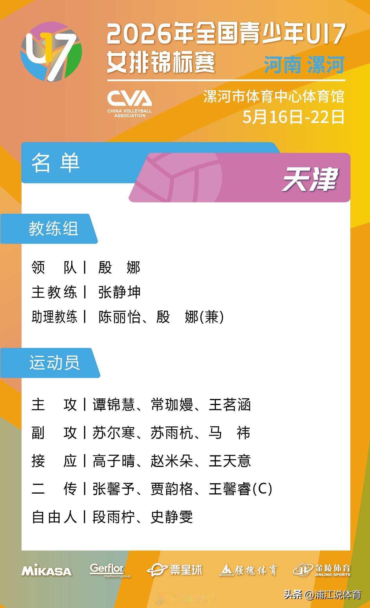 天津女排名宿张静坤重出江湖，挂帅天津U17女排出战全锦赛。在中国排协公布的官方名