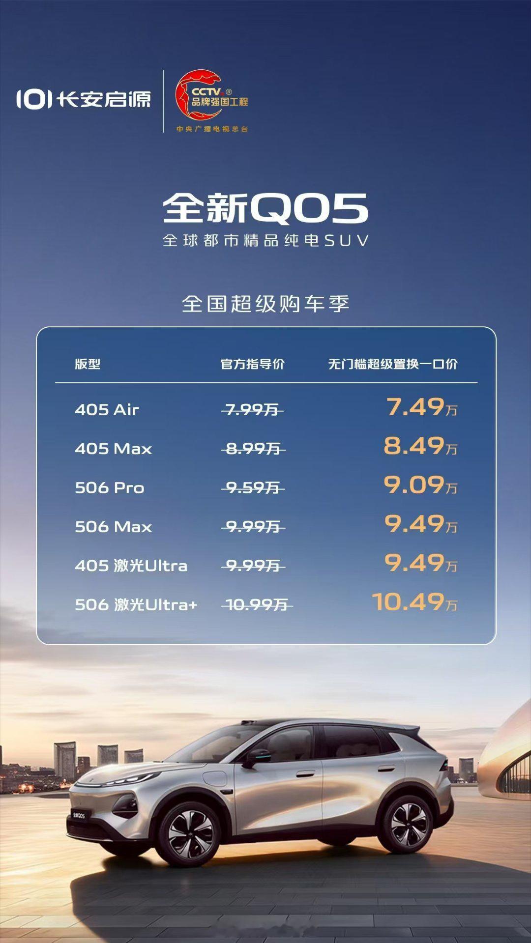 长安启源全新Q05，作为一台城市SUV以不到10万的价格就可选带激光雷达的版本，