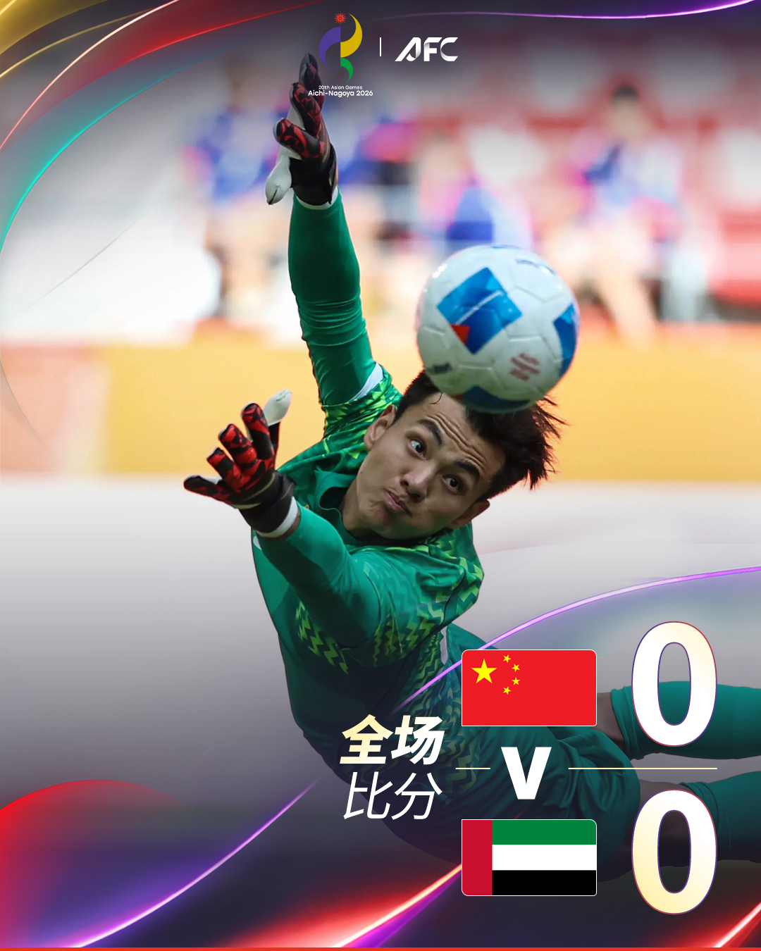 全场比分｜中国 0-0 阿联酋恭喜中国队以小组头名成绩晋级亚运会男足淘汰赛💪?