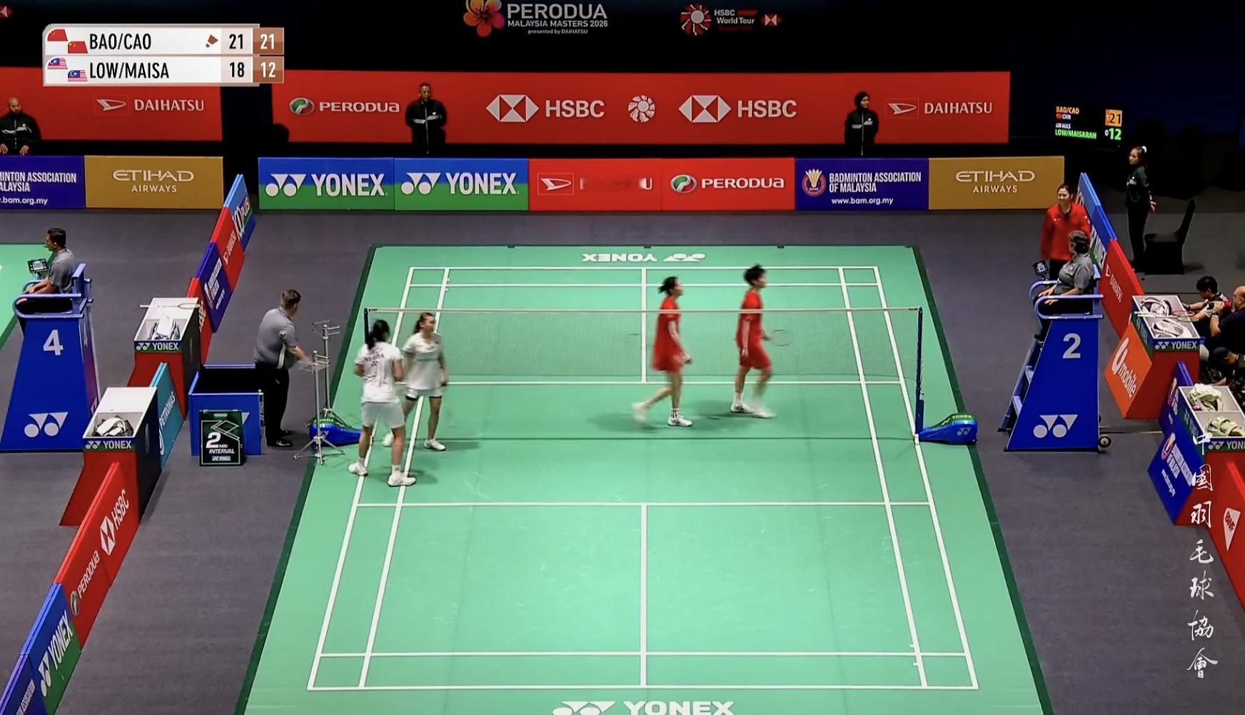 鲍骊婧/曹梓涵🇨🇳 21-18、21-12 🇲🇾刘子瑜/阿琪翋下轮：鲍骊