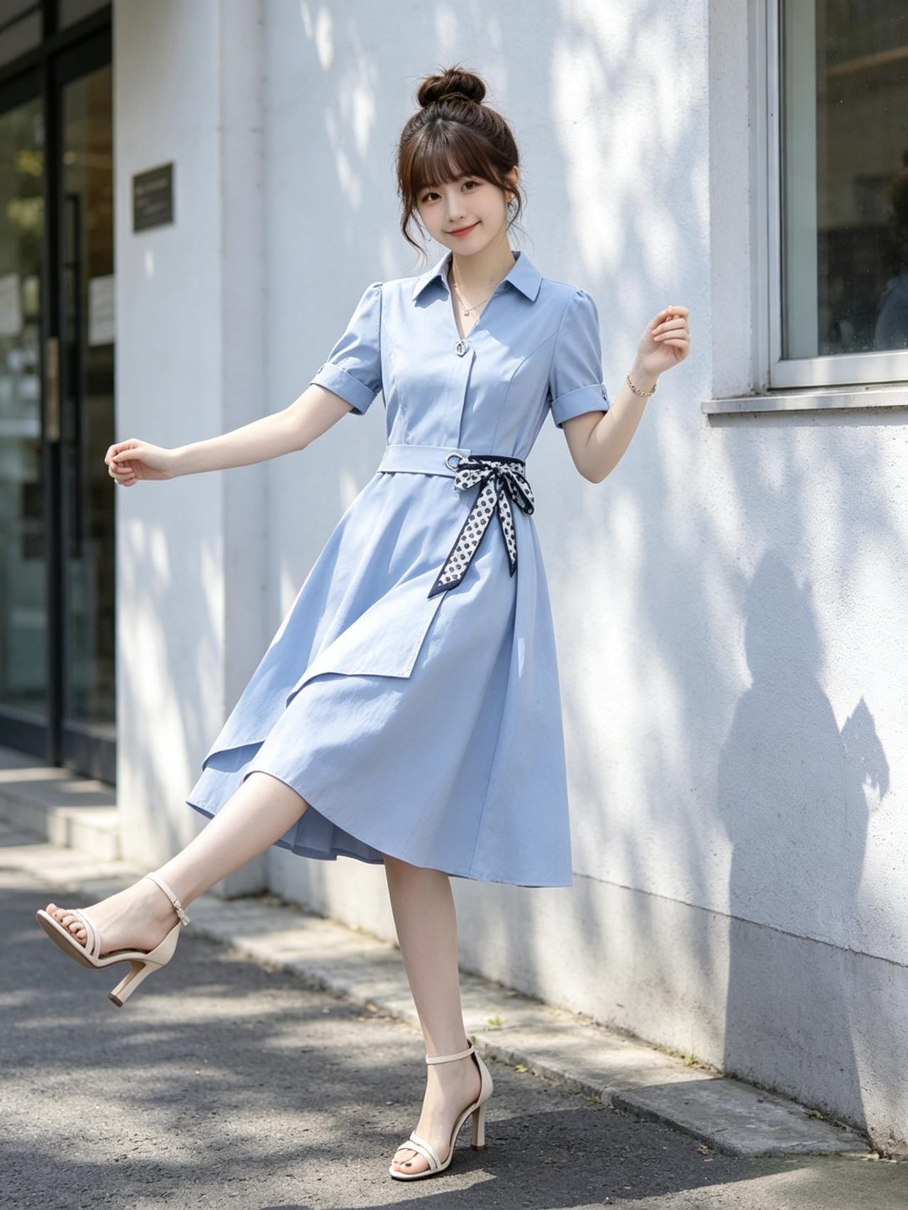 元气少女穿搭指南💙清新蓝裙+夏日阳光☀️女人怎样穿搭，更显气质 纯真少女风穿搭