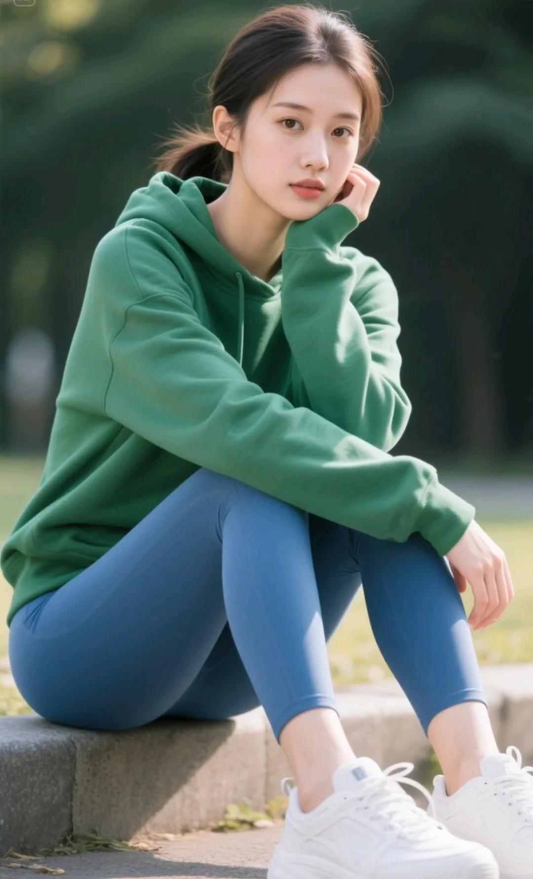 阳光下的少女，绿意盎然的青春。