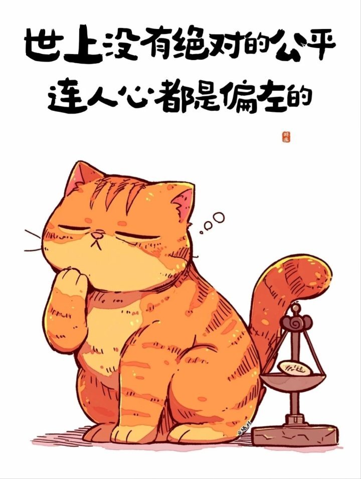 世上没有绝对的公平，连人心都是偏左的。 
