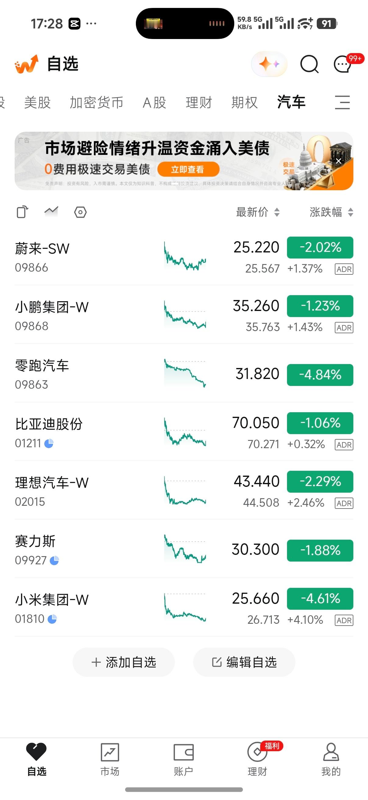 最近的股市，我只能说已经从汽车股、ai基建半导体对冲变成了一起沉沦亏掉的钱只能指