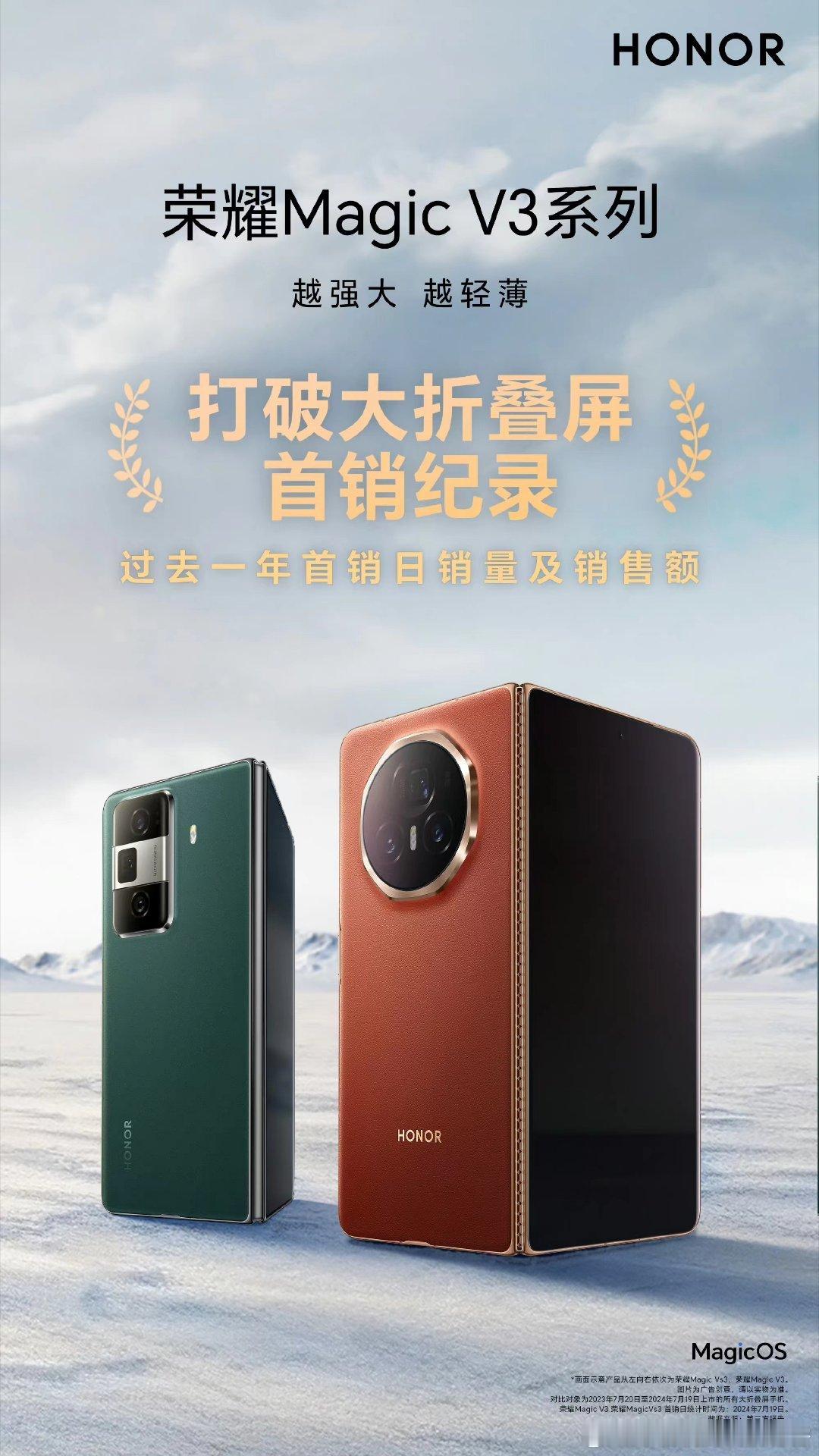 #荣耀magic v3# 荣耀Magic V3系列，打破大折叠首销记录！看来荣耀