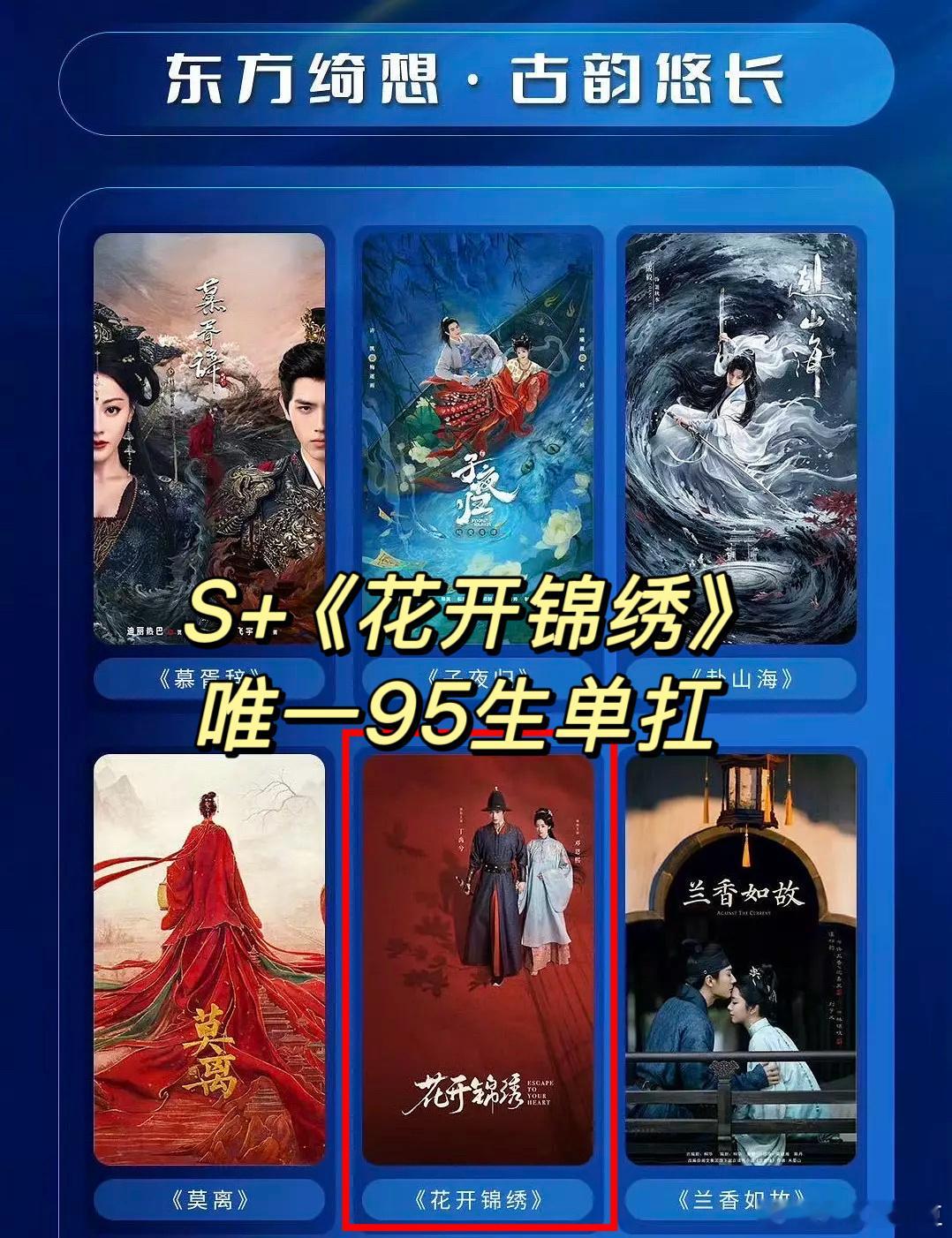 花开锦绣是高阶S+，鹅的高阶S+上面还有超级S+，如果把超级S+看作S+，那高阶