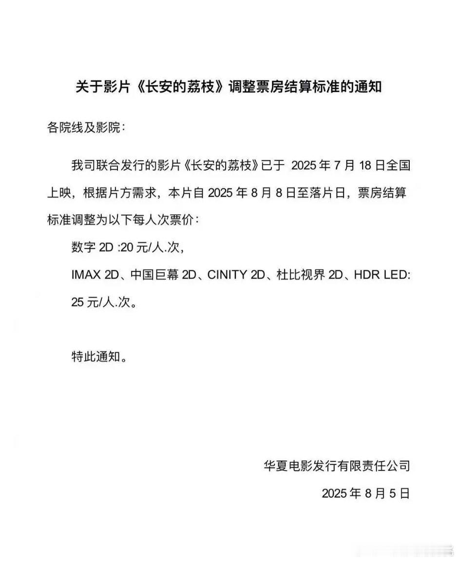 荔枝降发行价了，应该是为了让利影院，争取保住排片吧，东极岛上之前再搏一搏争取破8