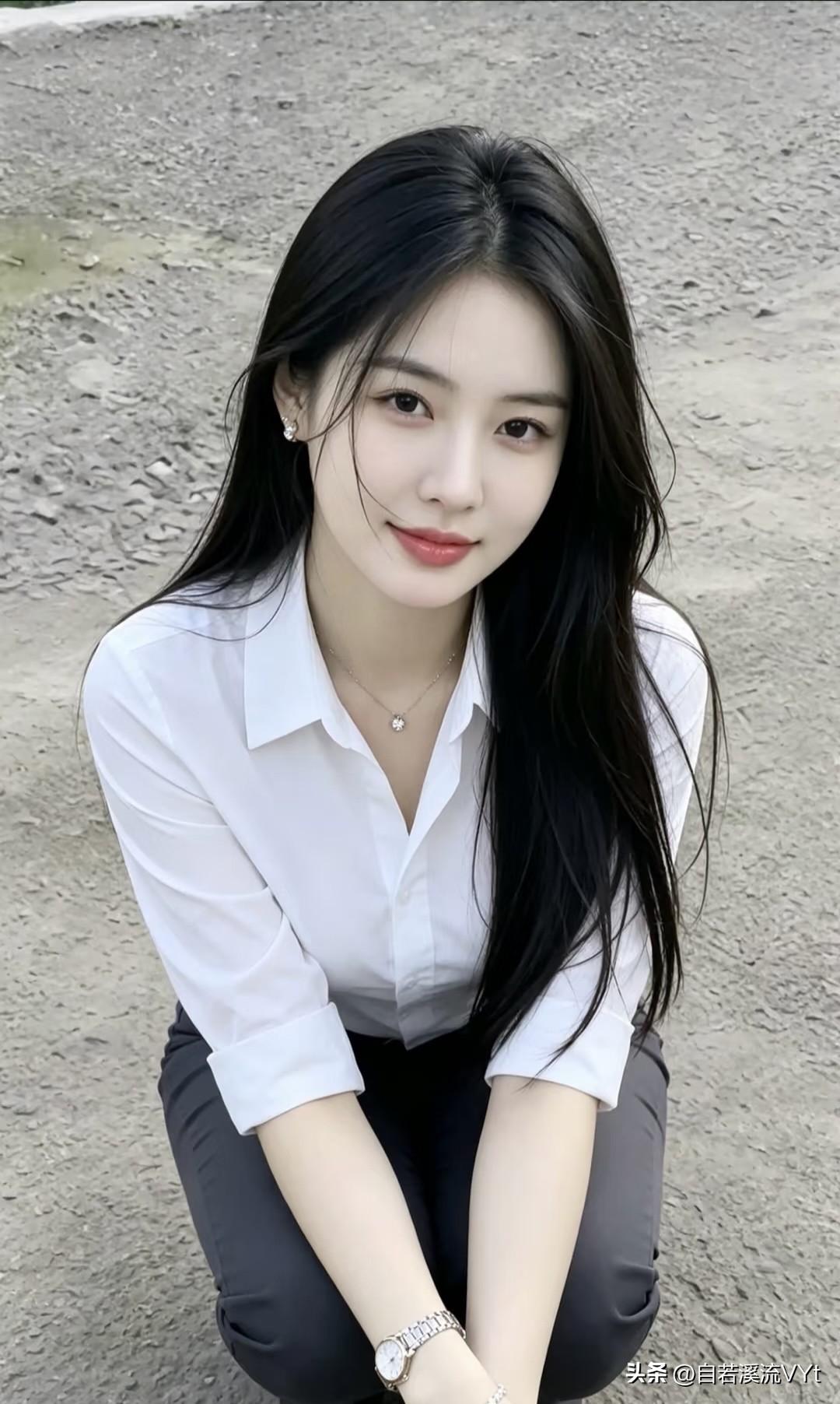如梦令·素衫浅笑
 
一袭素衣清雅，
黑发随风轻洒。
浅笑眼含春，
静对尘沙闲坐