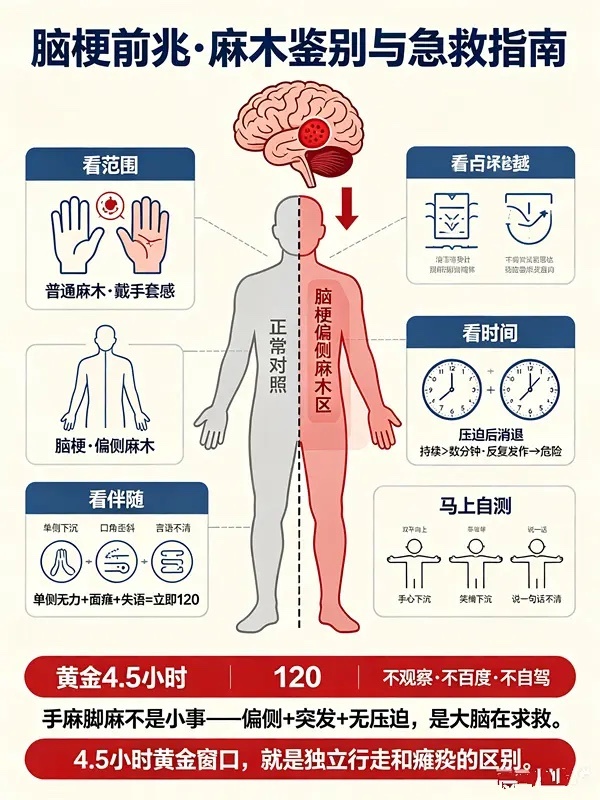手麻脚麻真的要赶紧进医院转发给那个习惯忍一忍、等一等的人，手脚麻木不是小事，尤其