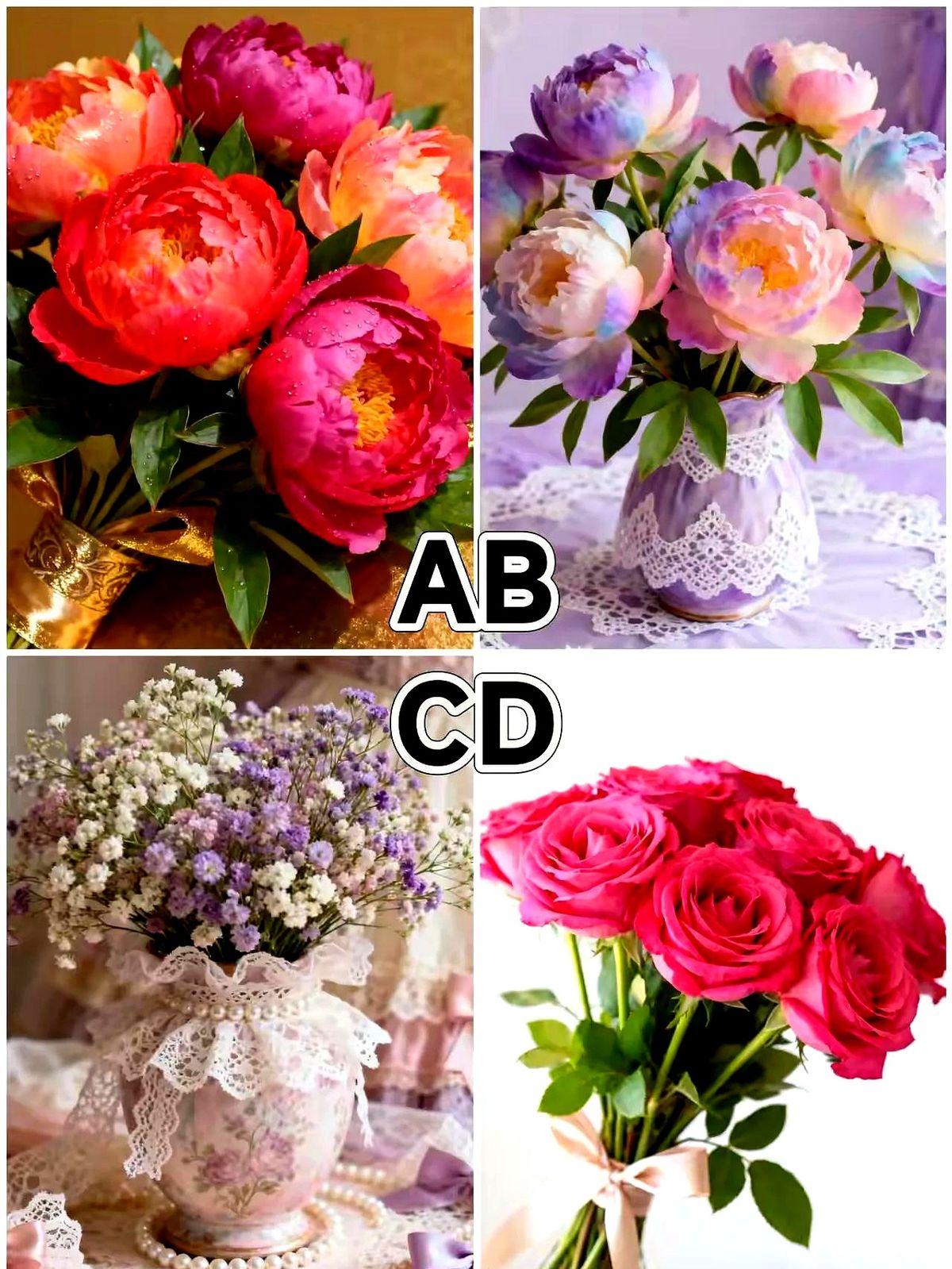 想不想知道，你最近会有什么样的心愿实现？
我看到他把四款花朵图片摆出来，又在评论