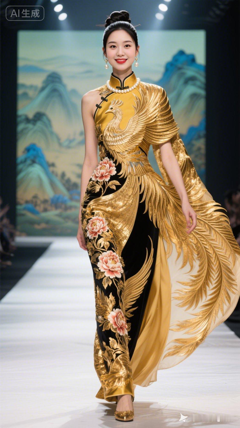 华丽金孔雀旗袍秀，尽显东方古典美！