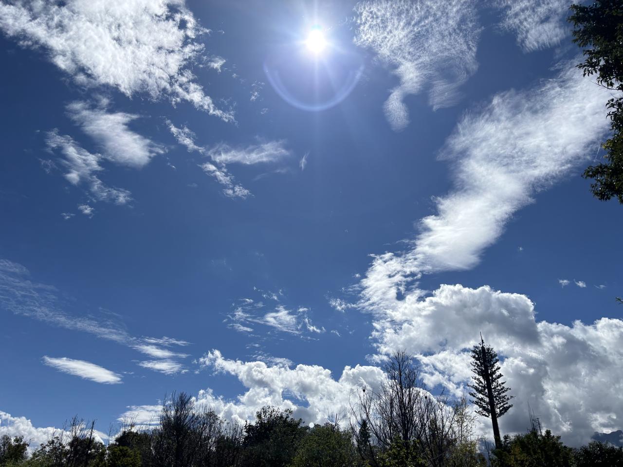 谁懂啊家人们！一抬头直接被今天的天空美到失语🌤️
 
大太阳明晃晃挂在头顶，旁