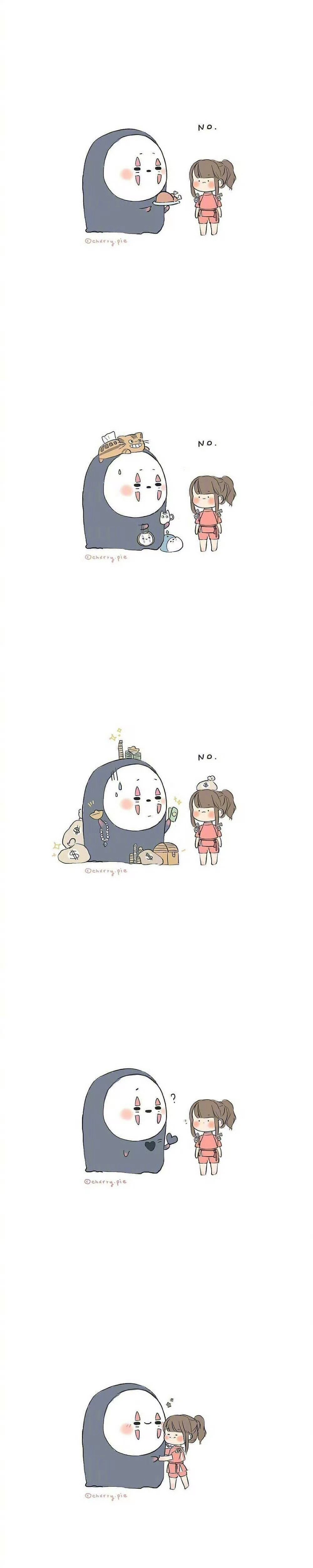 千与千寻动漫点评团 千寻和无脸男好可爱的两位.绘：chxrry.pie 