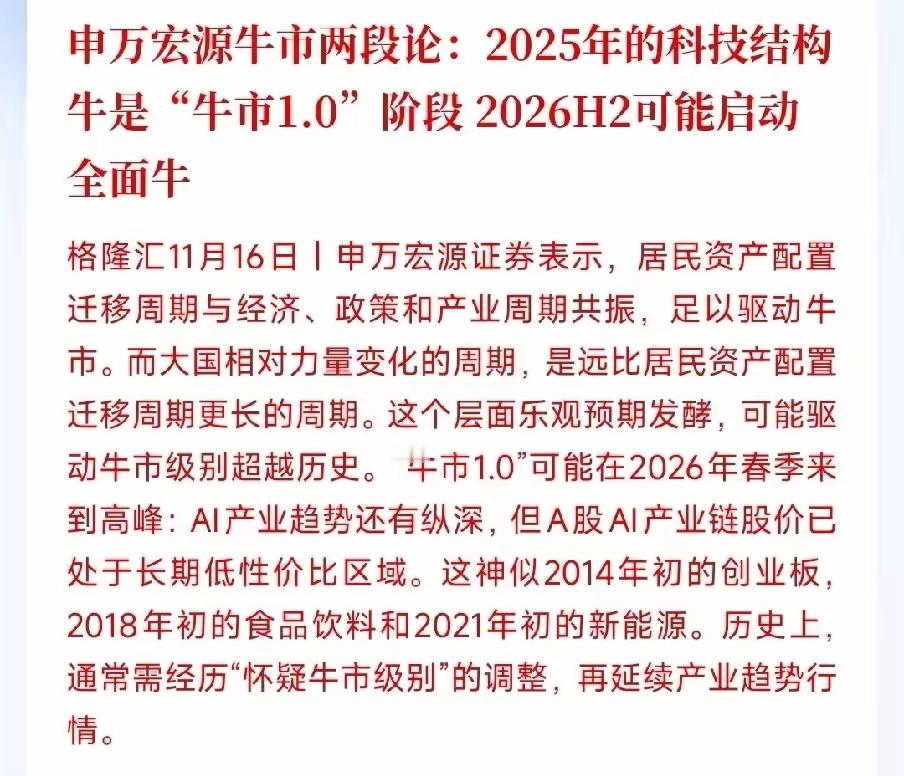 申万宏源认为，全面牛市即将到来，结构性牛市将迎来高峰。这一观点无疑给市场注入了一