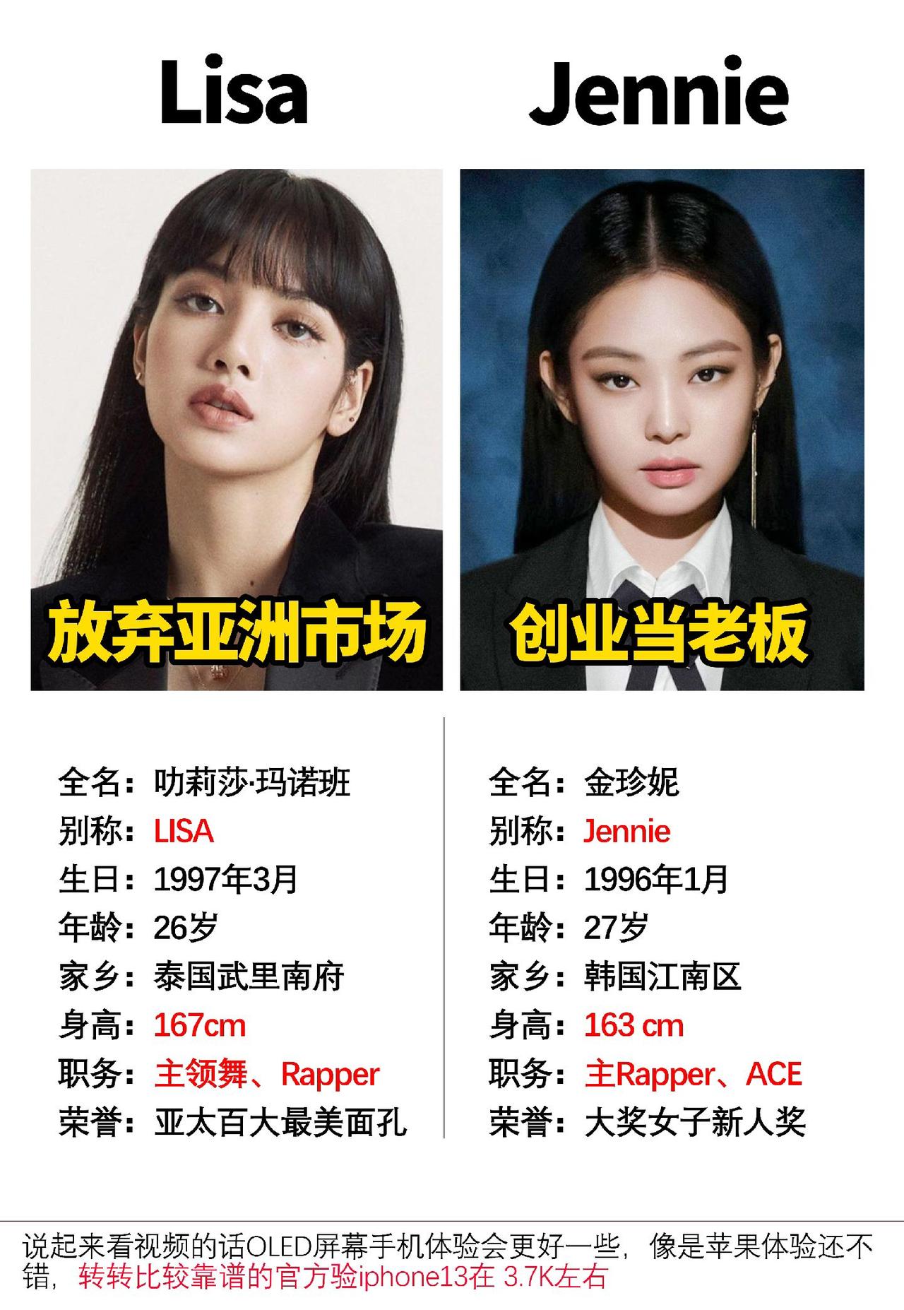Lisa和Jennie对未来的发展有着不同的选择。#blackpink #lis