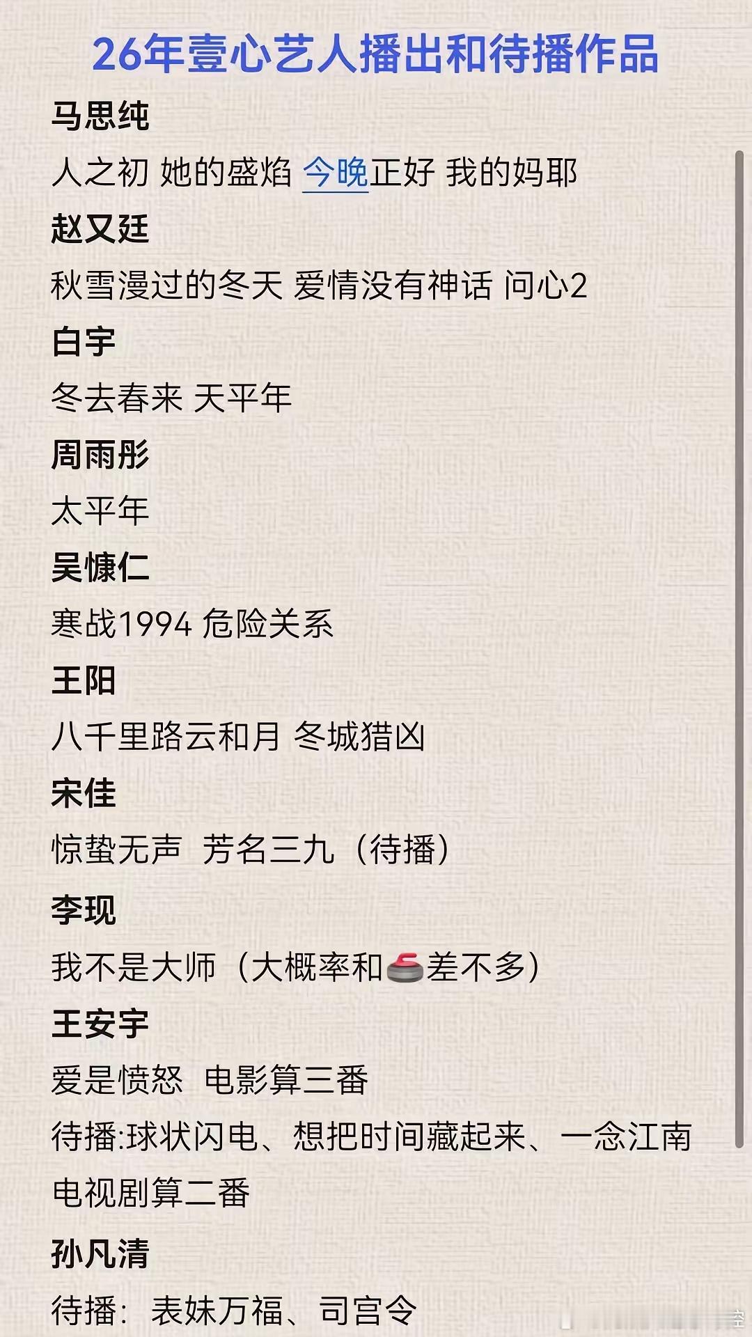 今年壹心艺人的剧全扑了但是不影响有剧拍[doge] ​​​