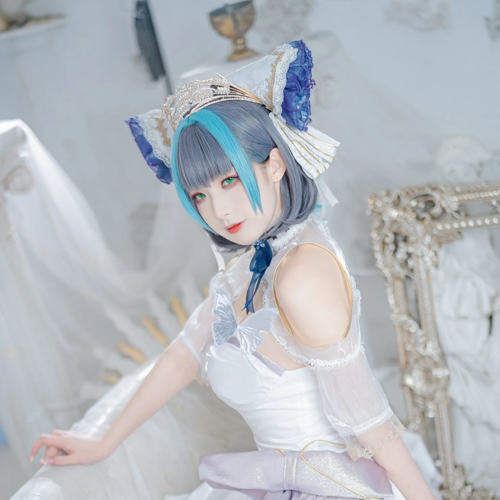 猫猫爱你哟～柴郡誓约礼服💙。