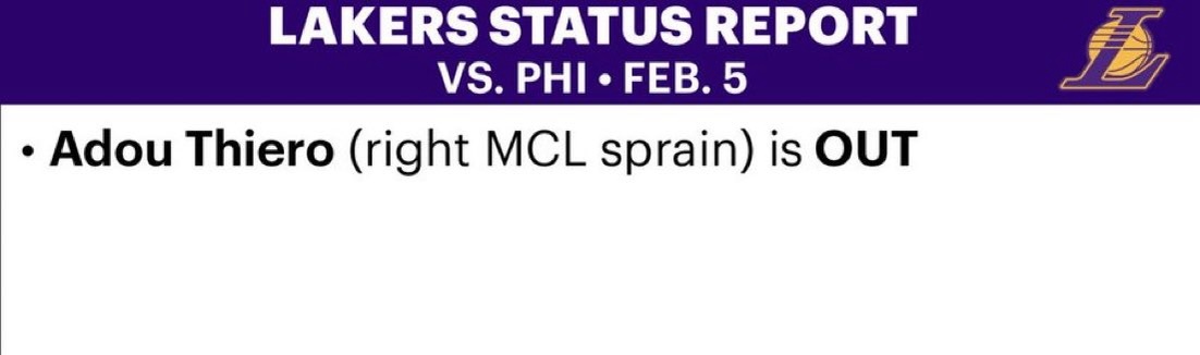 湖人明日的伤病报告，除了阿杜以外都能打。洛杉矶湖人