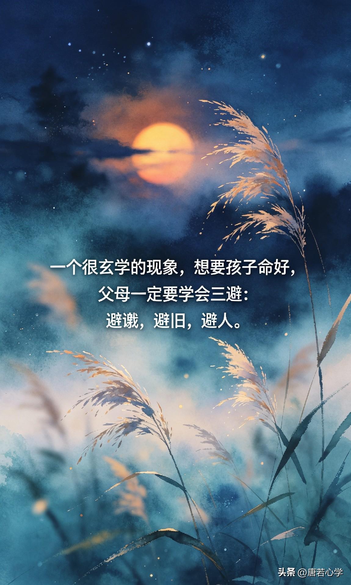 一个很玄学的现象，想要孩子命好，父母一定要学会三避：避谶，避旧，避人。

《易经