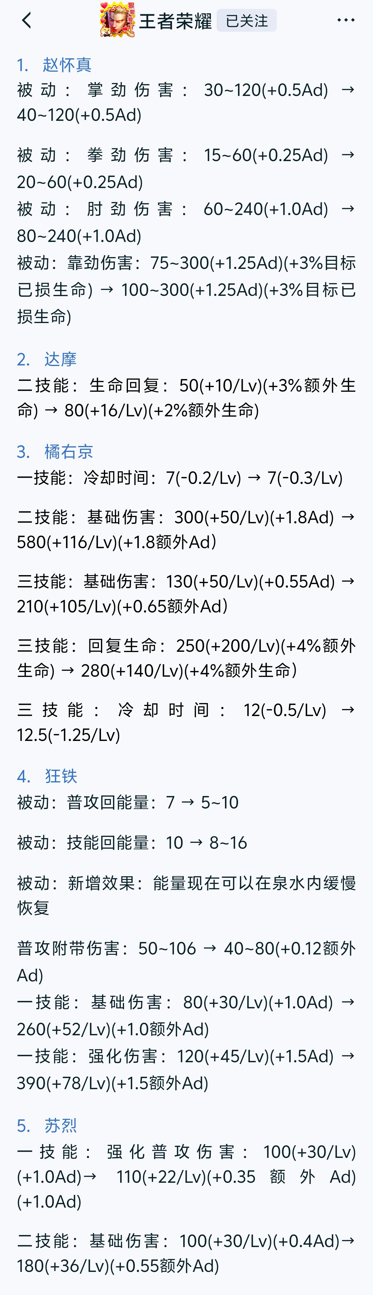 体验服⭐赵怀真、达摩、橘右京、苏烈、狂铁调整⭐赵怀真（增强）：被动伤害提升⭐达摩