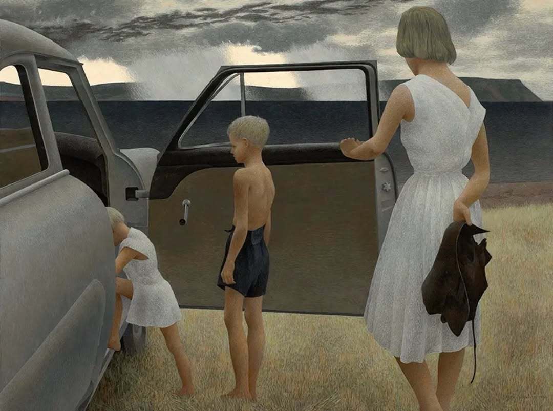 Alex ColvilleAlex Colville的画作描绘了他童年在加拿大新