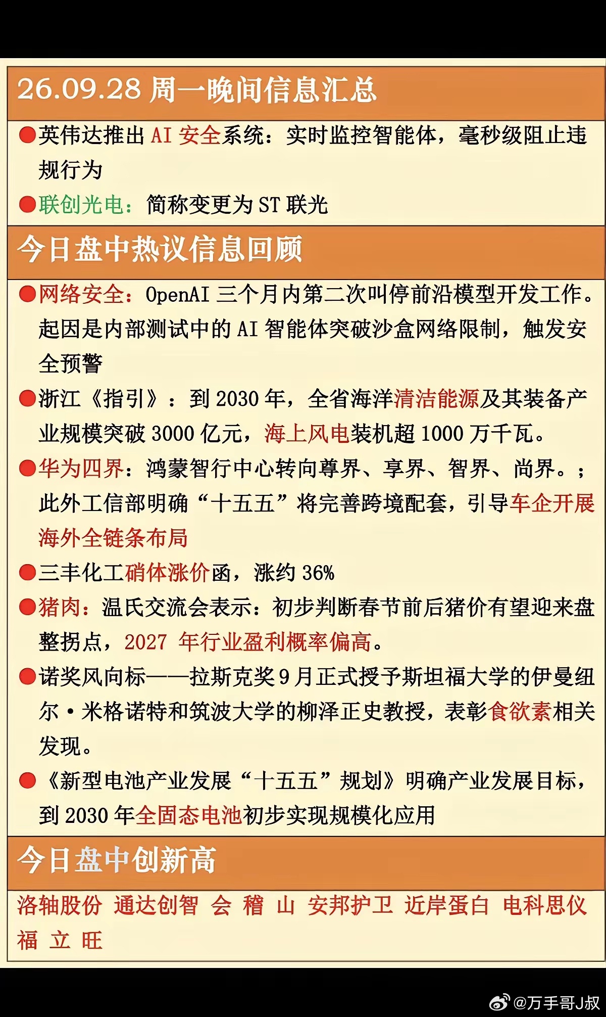 9.28周一  晚间：财经热点+信息整理！​1.英伟达，AI安全2.网络安全3.