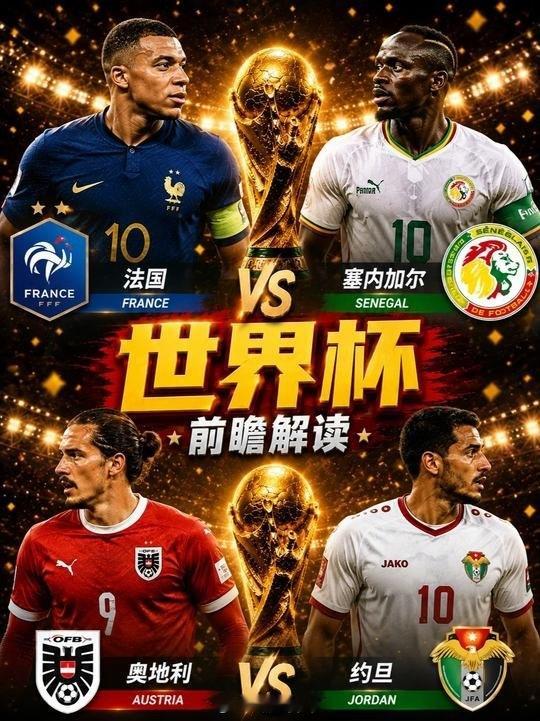 ⚽️ 今日世界杯独家简短前瞻 • 法国VS塞内加尔◦ 前瞻：高卢雄鸡锋线身价恐怖