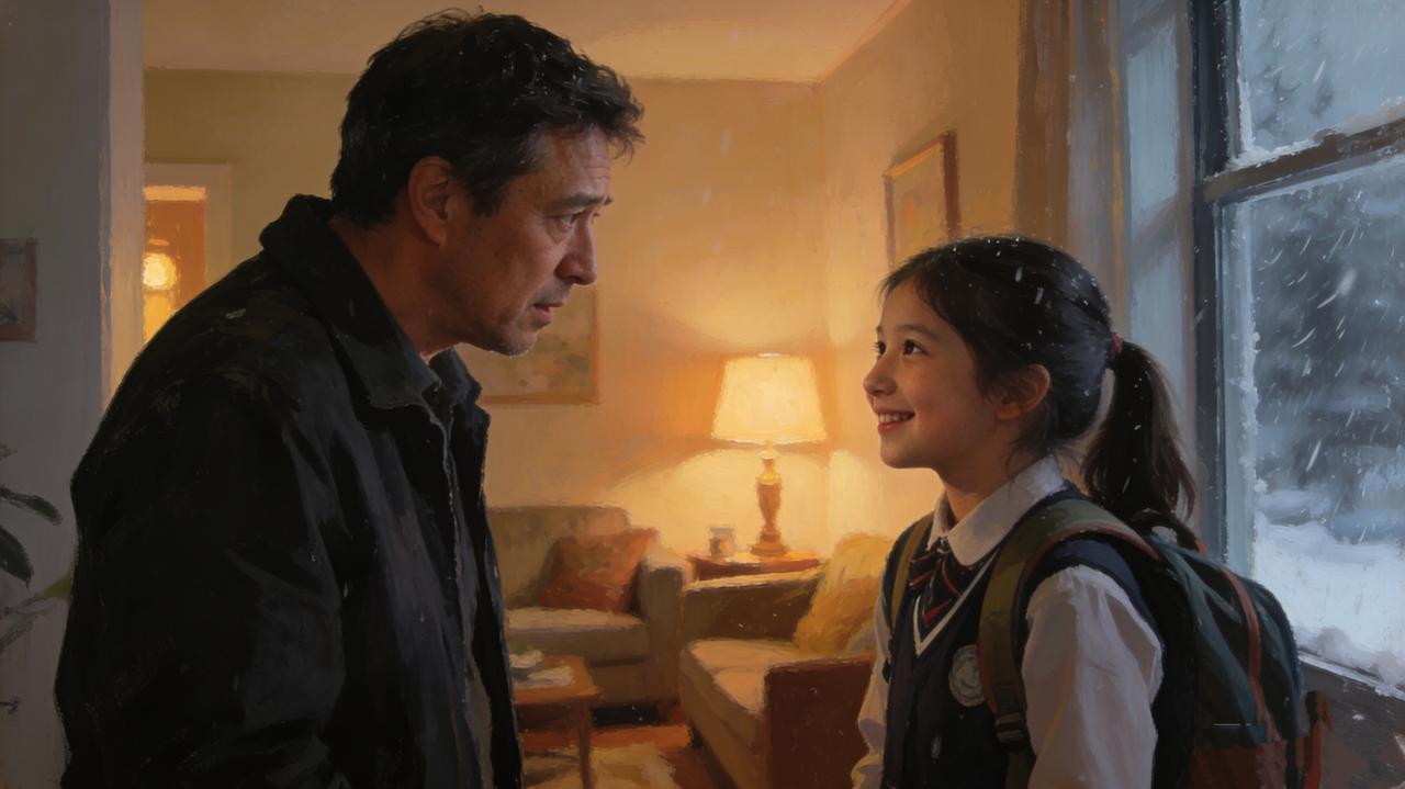 女儿：都挺好的爸，就是下午有点冷，教室暖气不太足
爸：那明天把厚毛衣穿上，别扛着