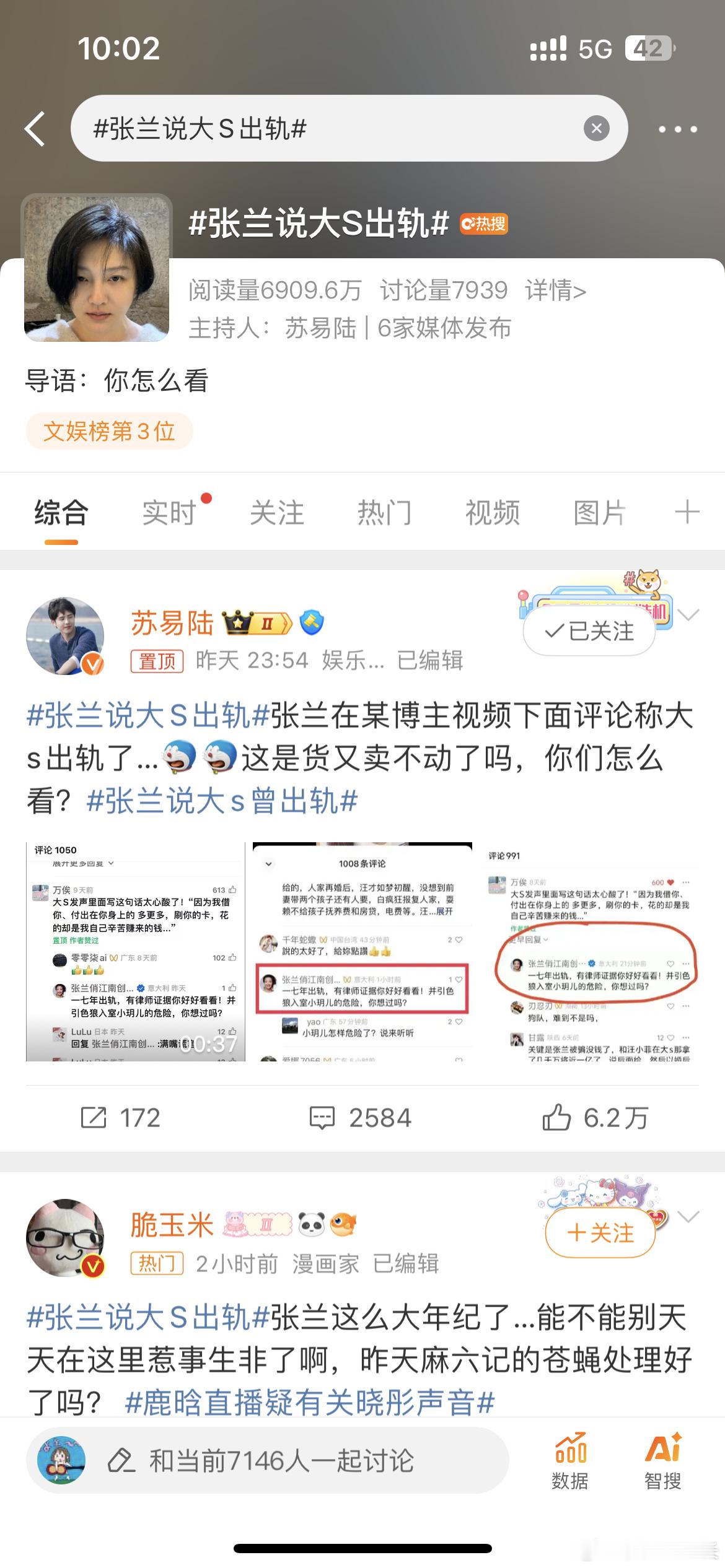 #张兰说大S出轨##新浪娱乐[超话]# 对大s无感，但是被同是女人的人，污蔑诋毁