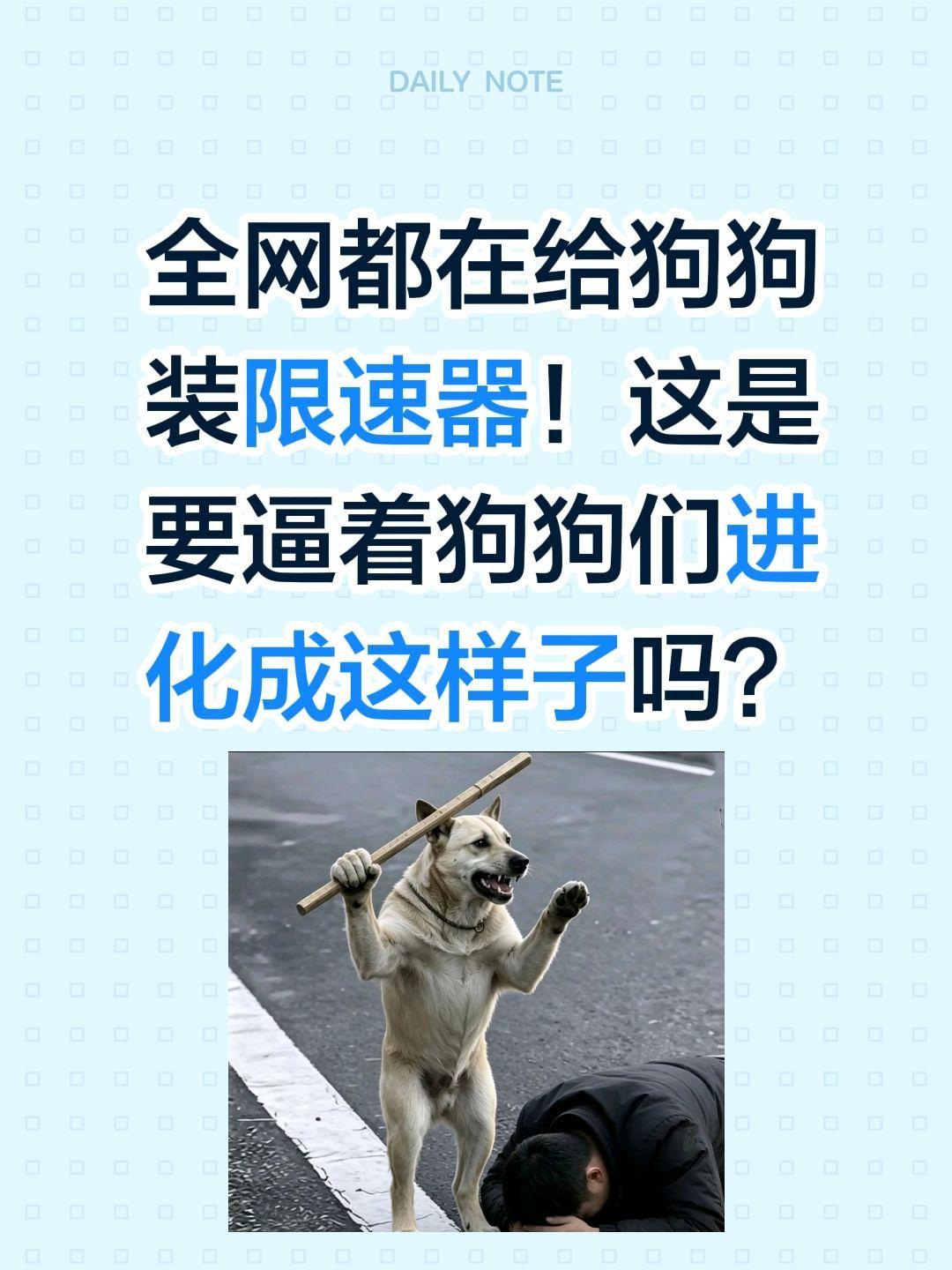 狗狗限速器一夜之间人传人，狗传狗！全网都在给狗狗装限速器！这是要逼着狗狗们进化成
