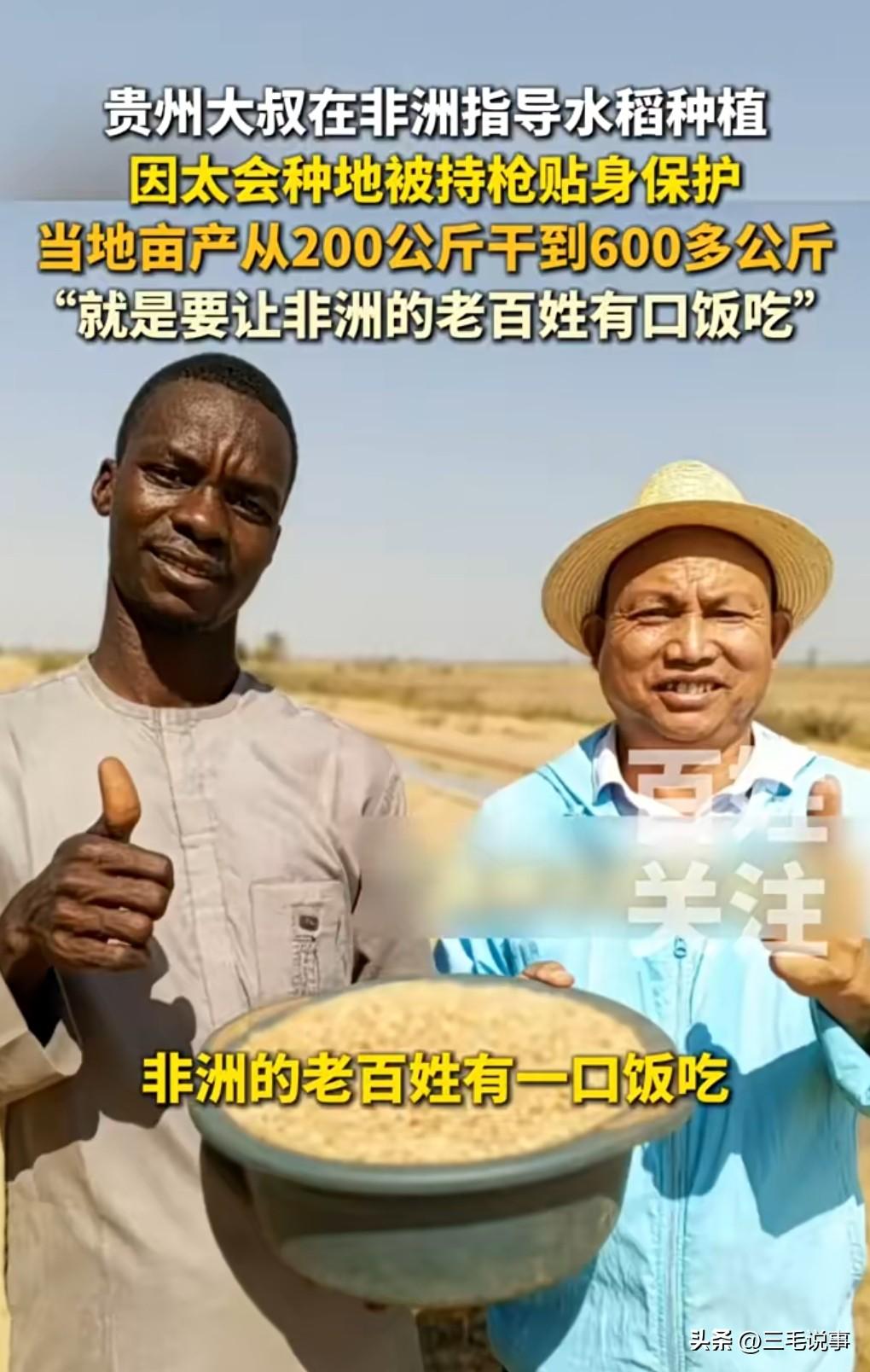 这真的是太给力了。

3月3日热搜，中国大叔因太会种地在非洲被持枪保护。

可以