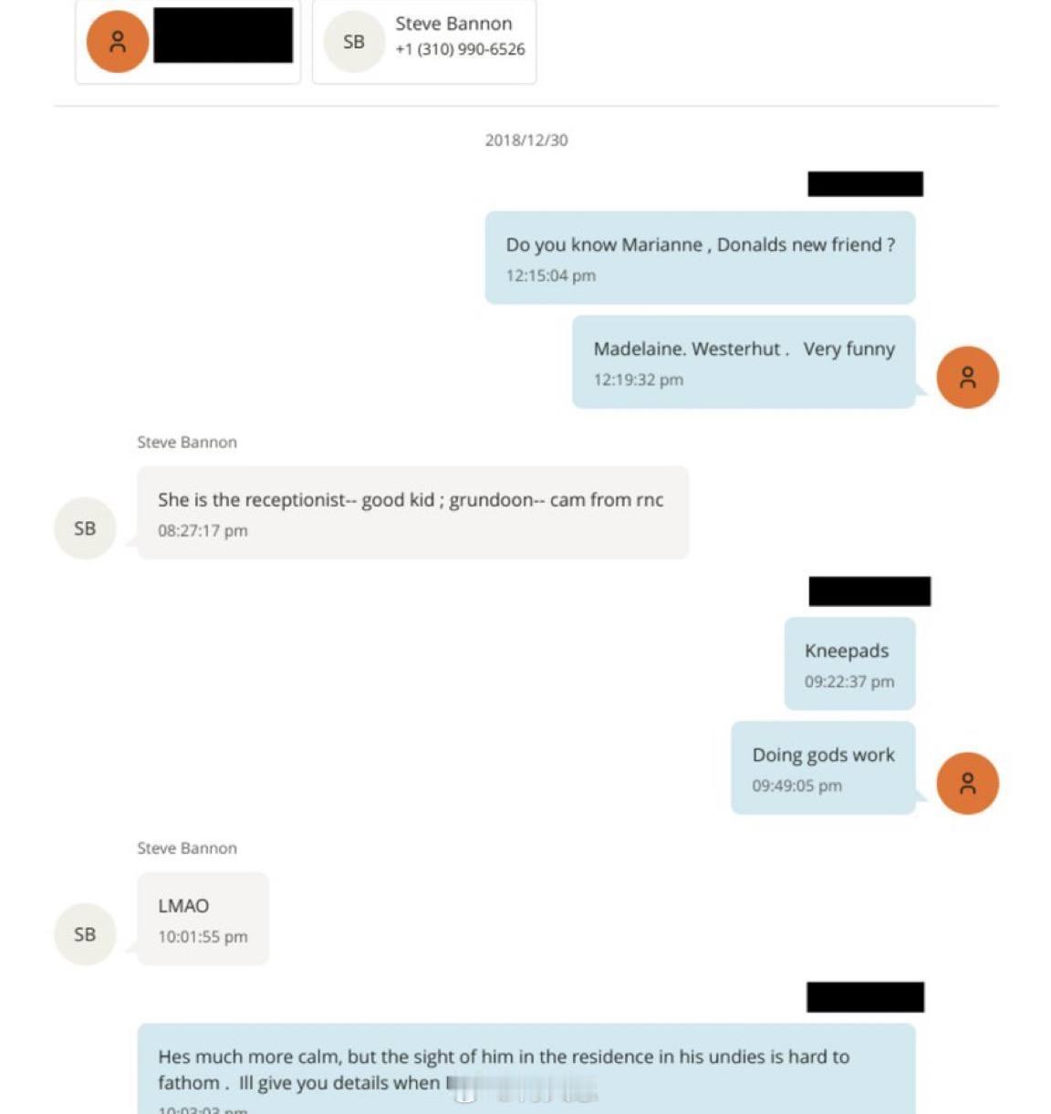 重大消息： 爱泼斯坦与史蒂夫·班农之间的通信显示，前特朗普顾问玛德琳·韦斯特霍特