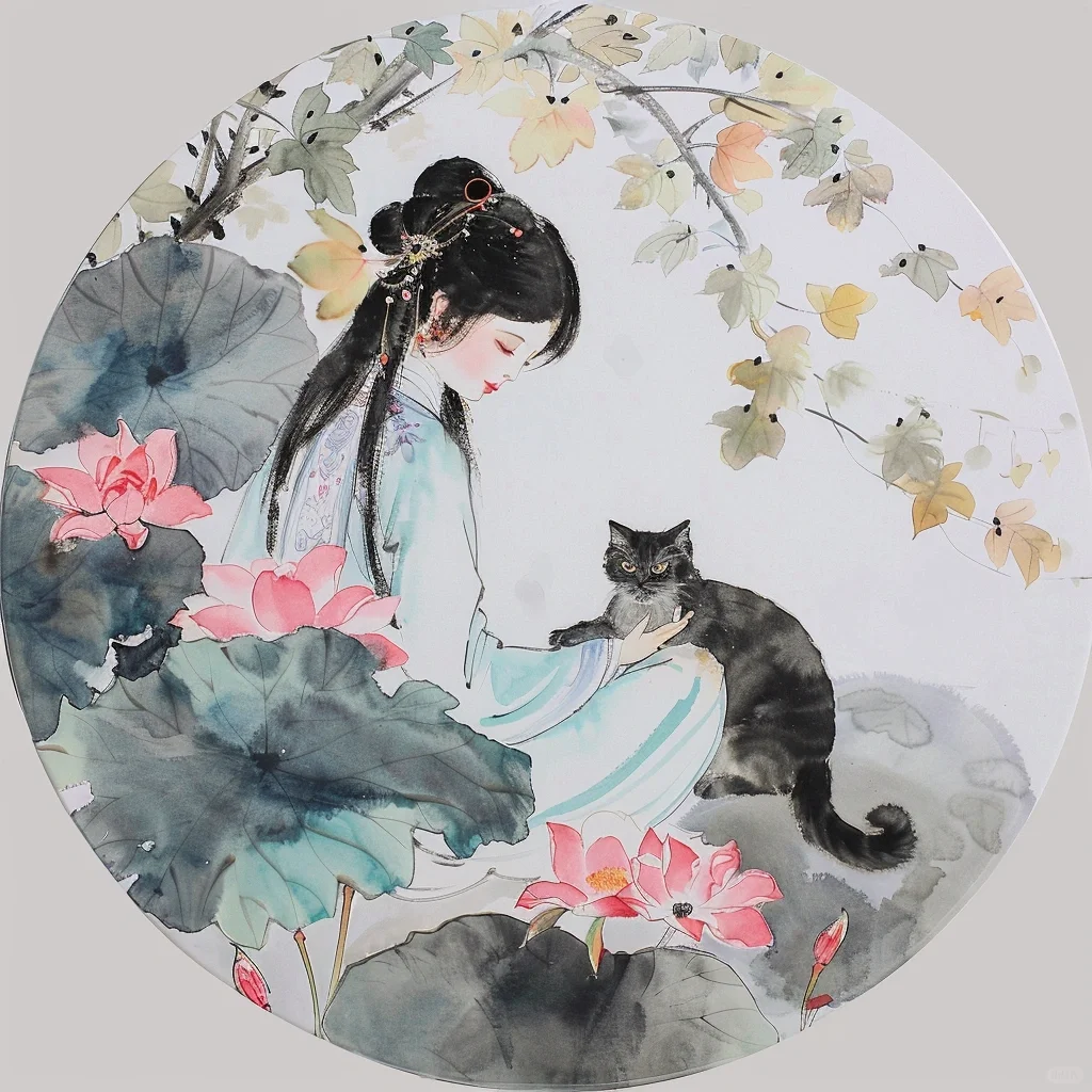 古风头像｜仕女撸猫图