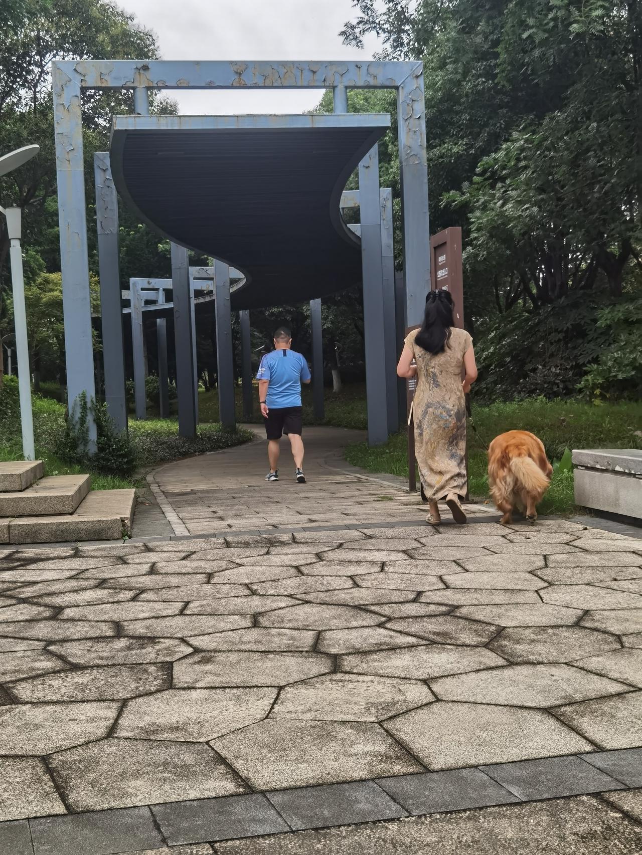 这么大的狗，一个女人能拉住吗？等她走远了我再进去。