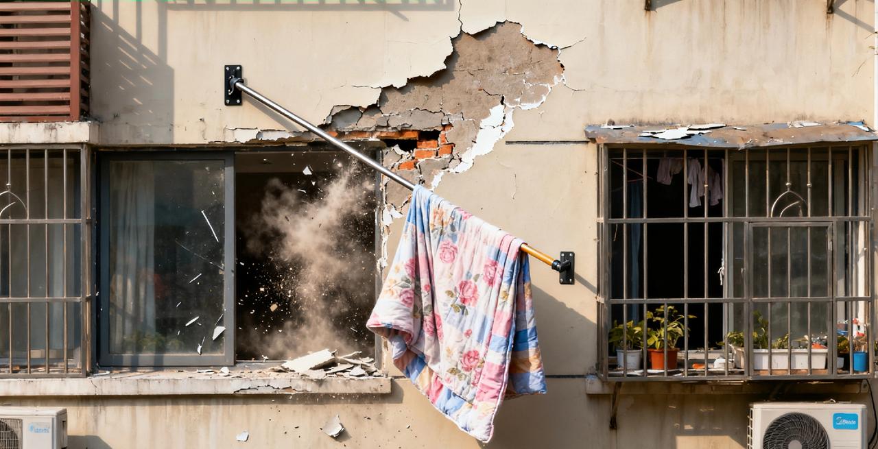 这周晒被子闹出大乌龙！趁着大太阳把厚棉被甩上晾衣杆，刚转身就听“轰隆”一声，晾衣