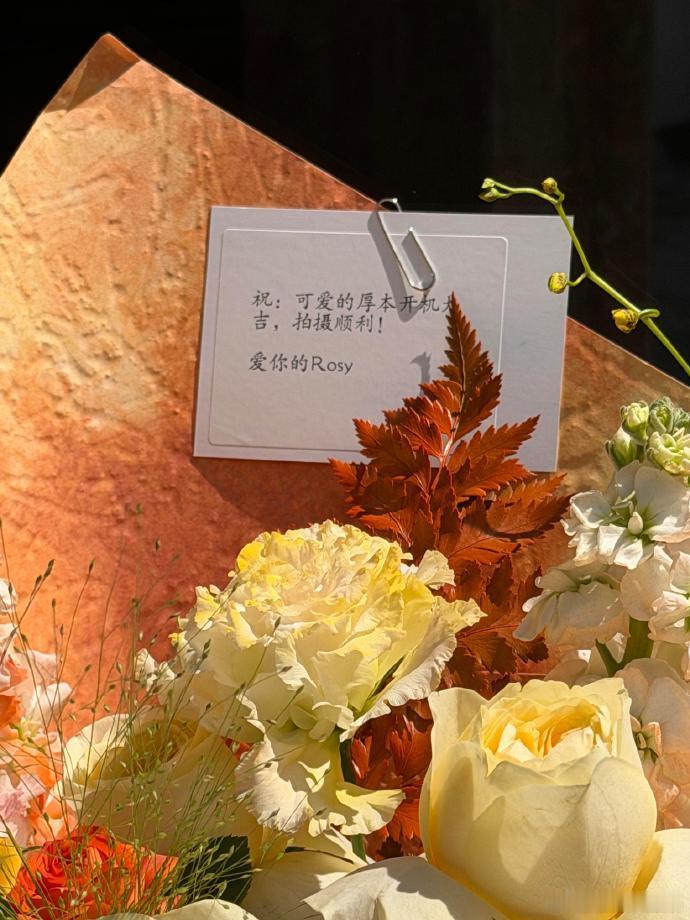 包洁仪厚本双钗开机 新剧正式开机，赵露思花篮送祝福，希望剧组拍摄过程一切顺心，剧