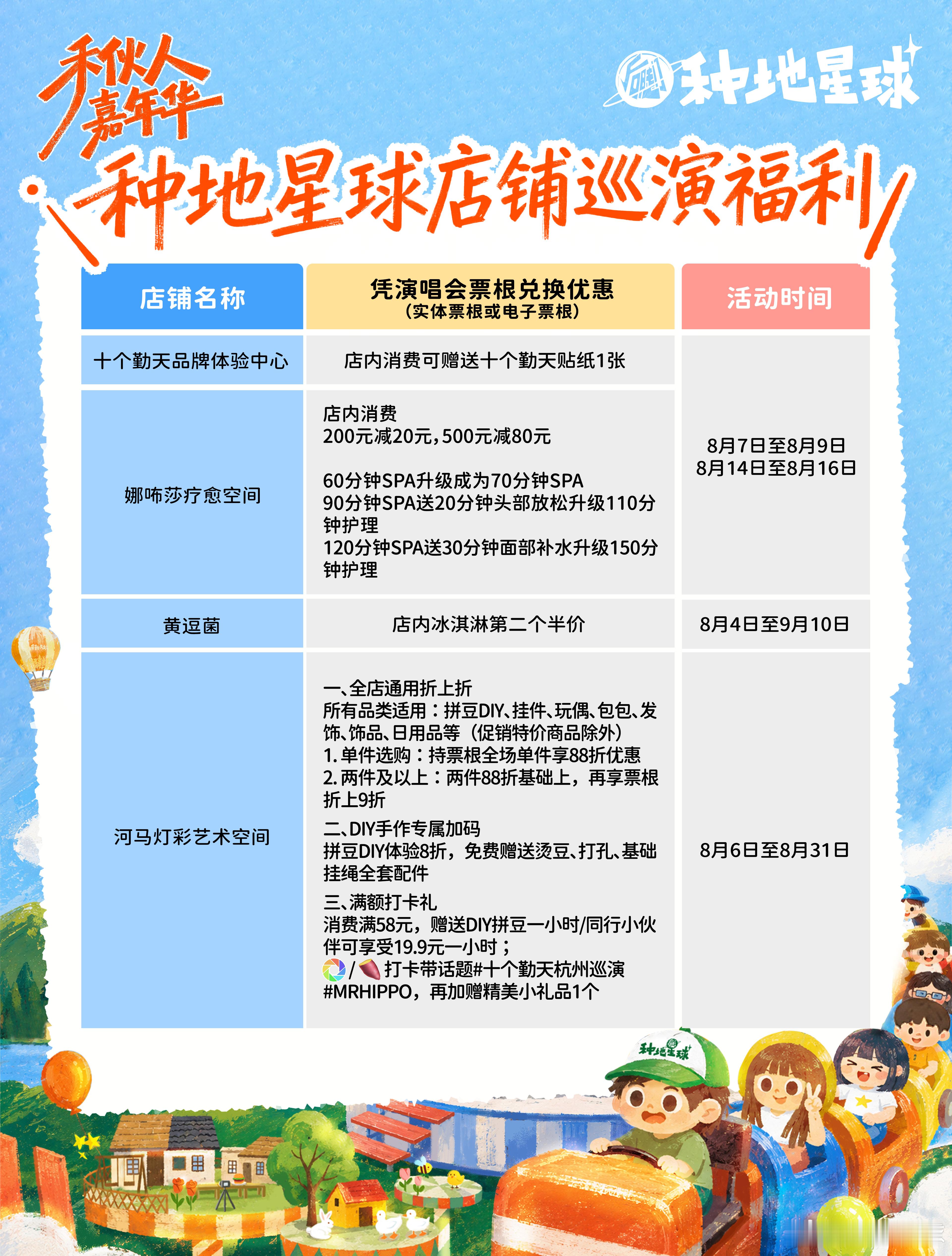 禾伙人嘉年华福利第2️⃣弹：门店优惠！“十个勤天贰零贰贰巡回演唱会”杭州站马上就