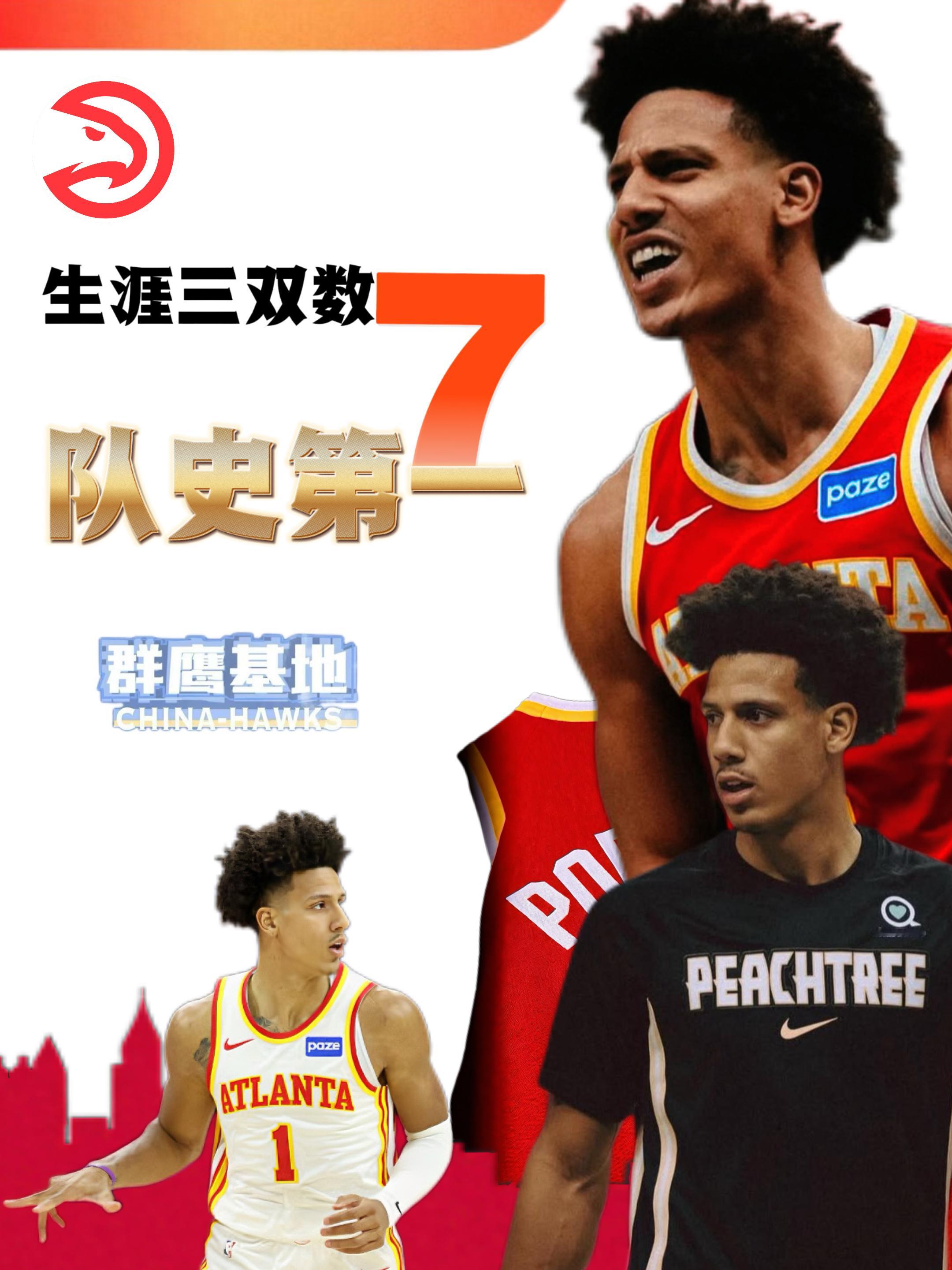 👑// 杰伦·约翰逊七次三双荣登老鹰队史第一❗️亚特兰大老鹰 // china