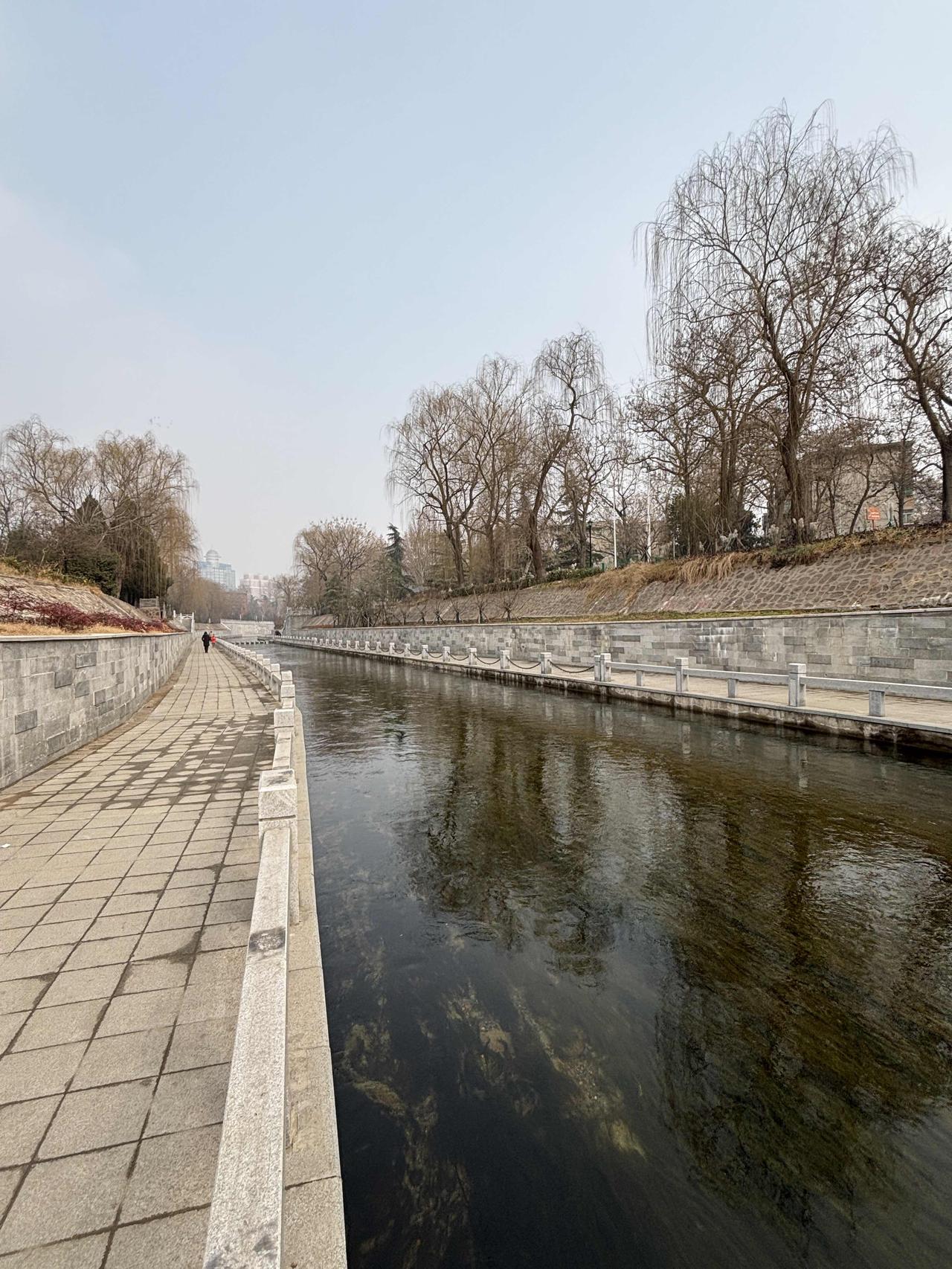 雪落前，郑州金水河面静凝如练