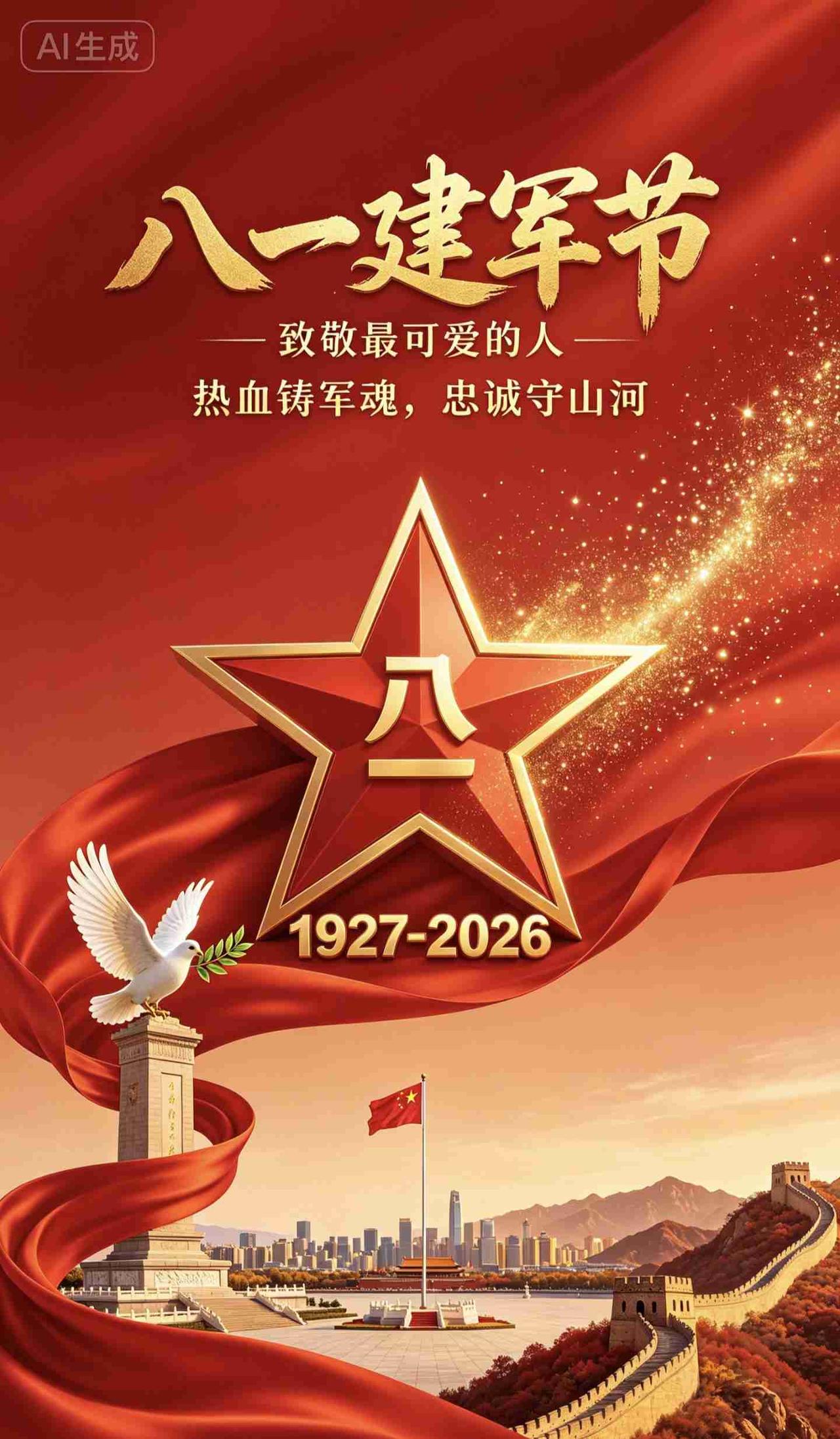 《军旗红》
 
一抹赤红，划破一九二七的长夜
一声枪响，唤醒沉睡的山河
草鞋踏过