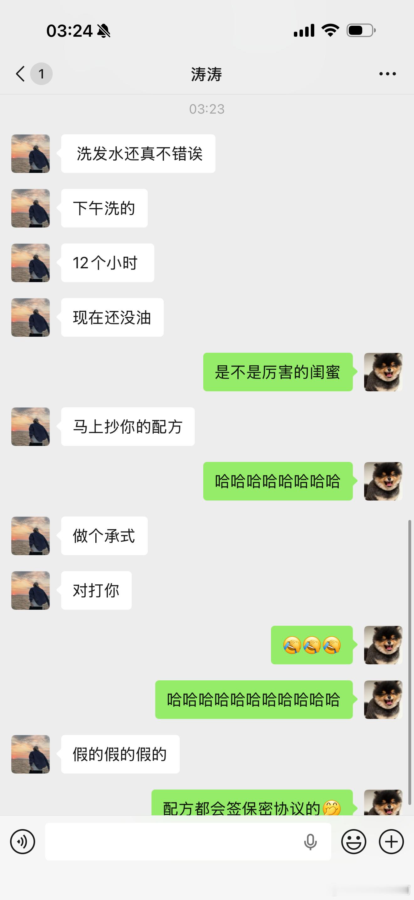 新的打样洗发水特意寄到杭州顺便给涛涛洗了一下，他作为一个杭州这么多年的品牌商务，