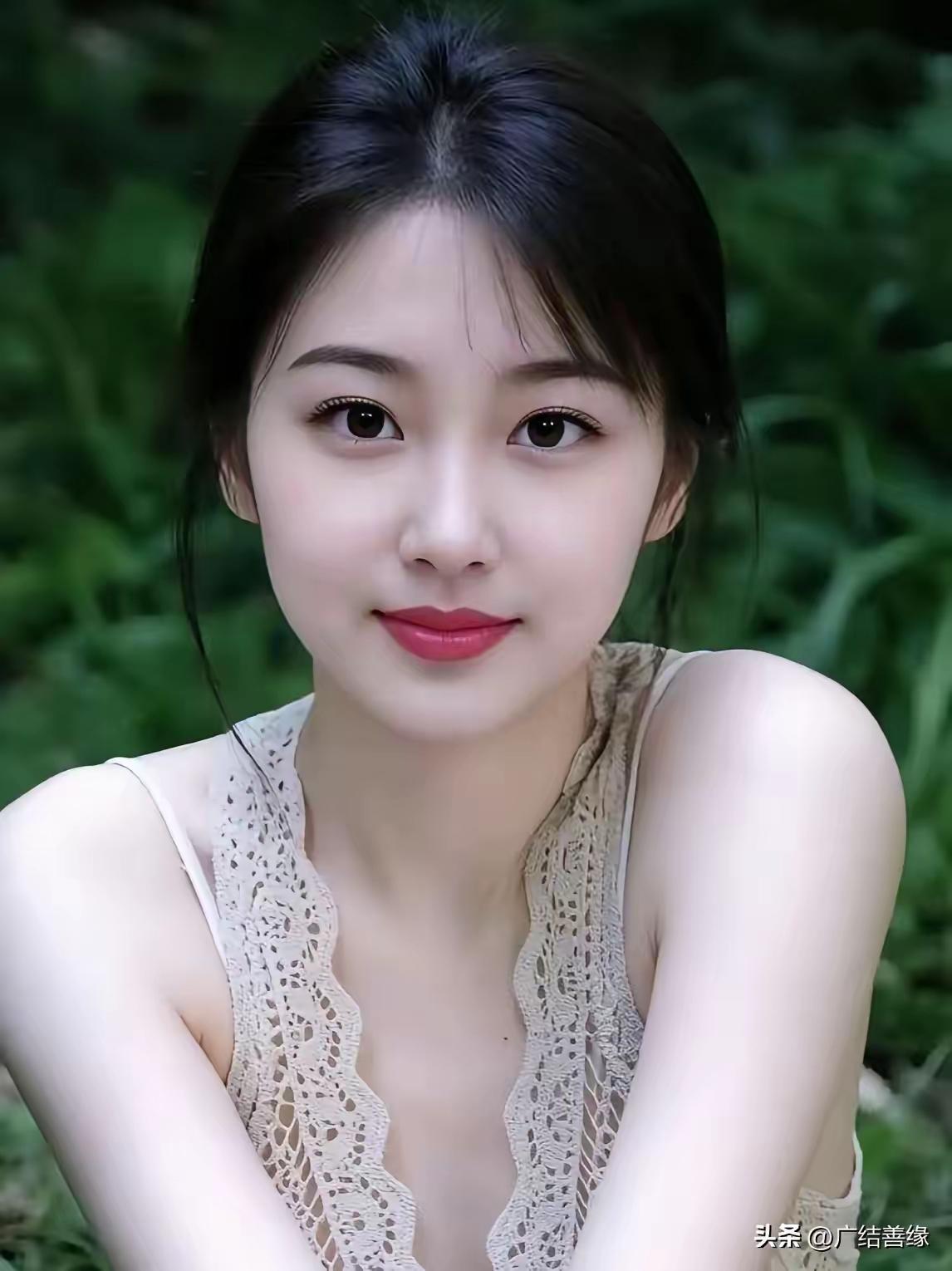 清新自然，少女心满满，绿意盎然的背景，甜美笑容，夏日穿搭指南💖🍒🍀