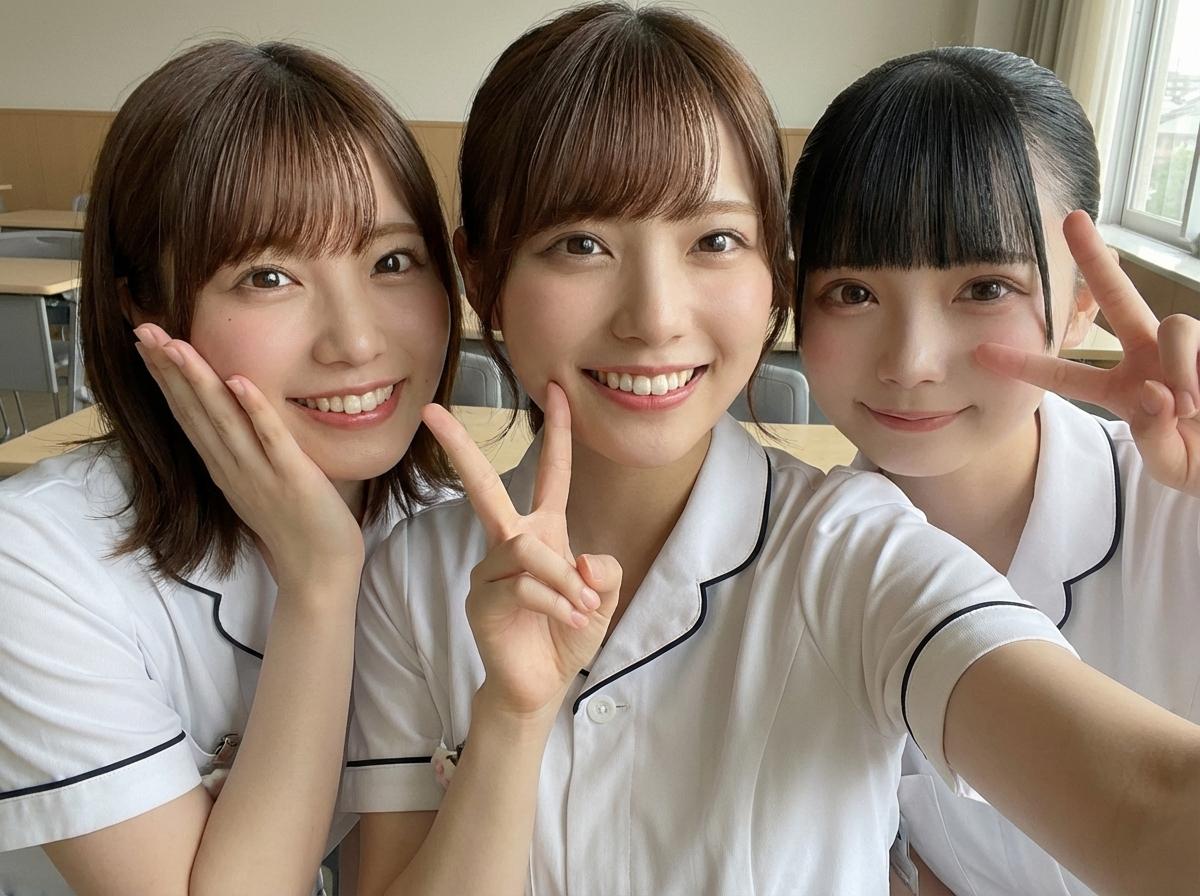 青春洋溢的姐妹花，一起在教室里自拍，满满的回忆！😊📸