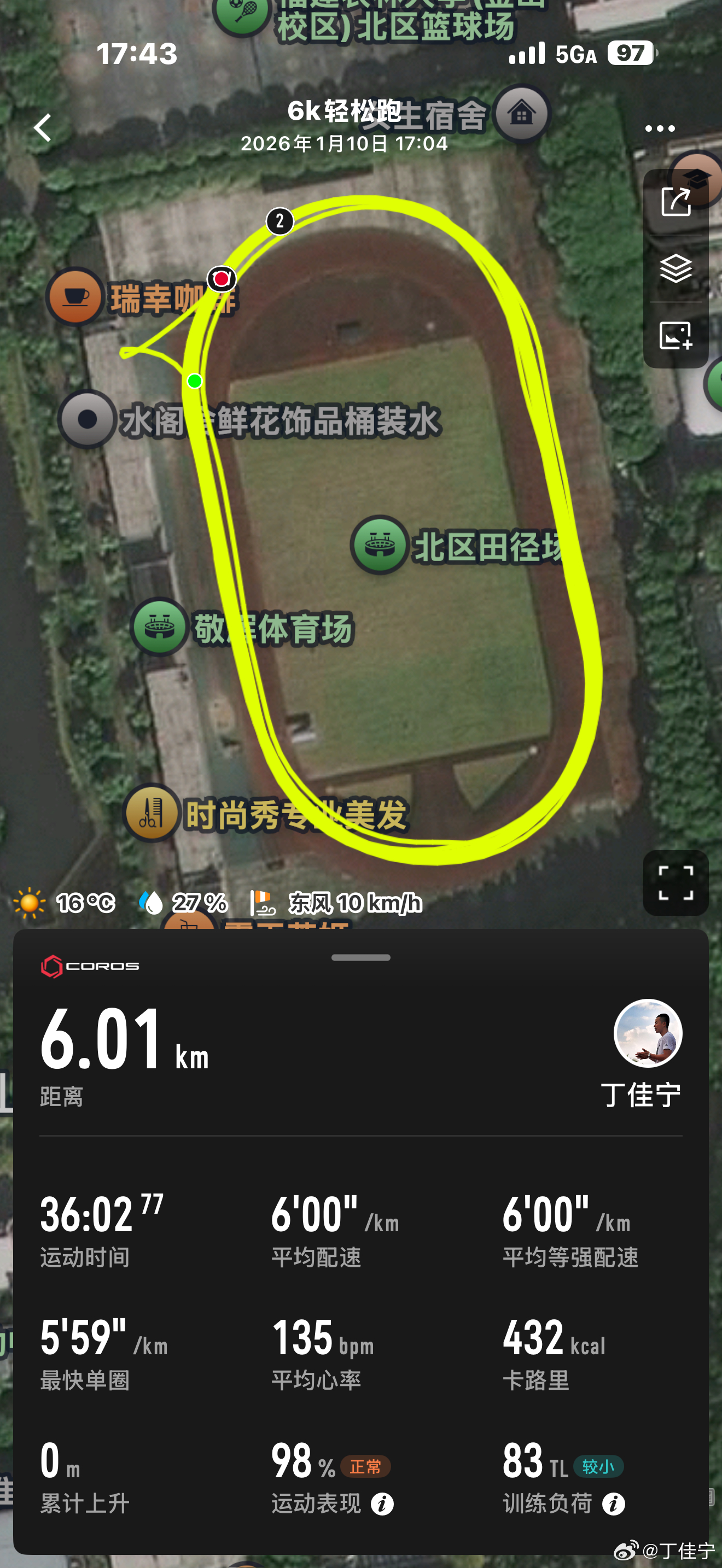 诚信6分配校园跑运动打卡跑步 福州·福建农林大学(金山校区)