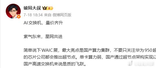 终于等来这波反弹，国产算力猛攻大叔说过国产交换机不行，其他方向更不行这次又说对了