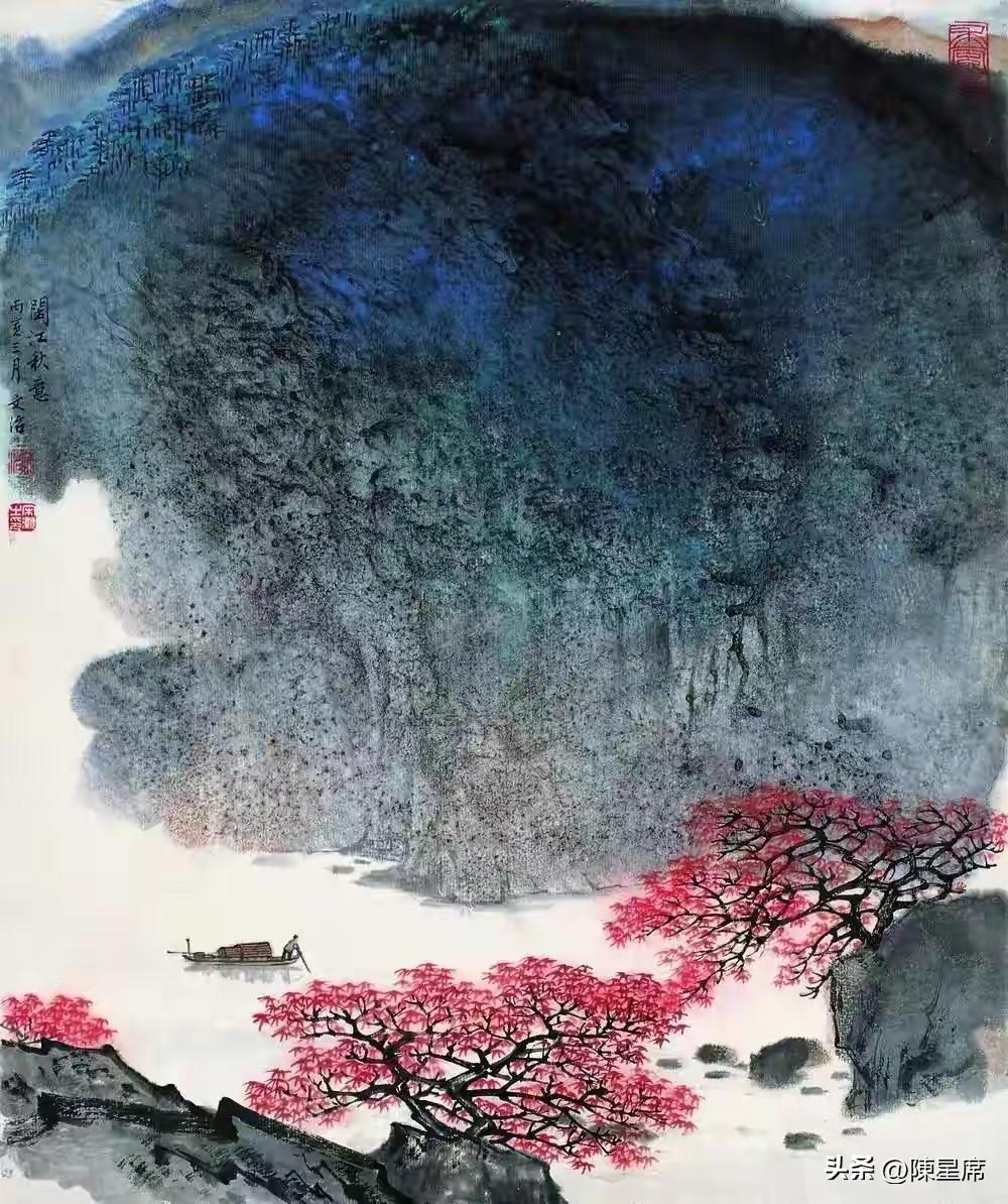 宋文治的泼墨泼彩山水画独具特色。他早年师从张石园、吴湖帆，后将传统笔墨与现代技法