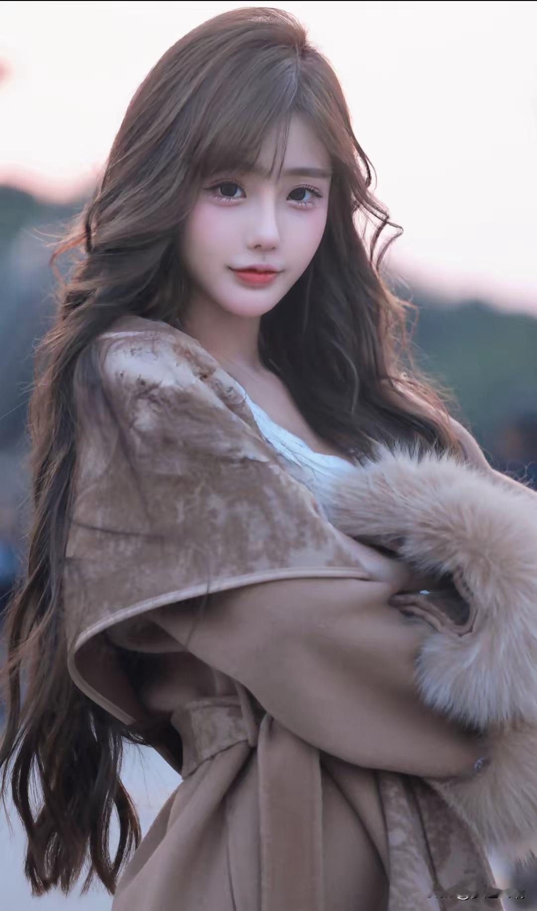 温柔冬日穿搭，毛绒外套搭配长卷发，甜美动人！🌟💕