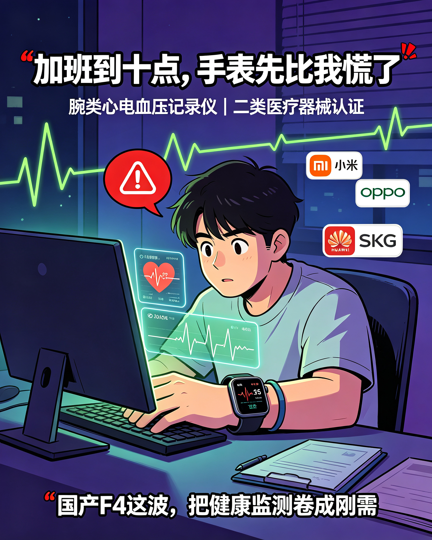 家里长辈上了年龄，我最近在给他们挑健康监测手表。研究了一下市场格局，发现华为、小