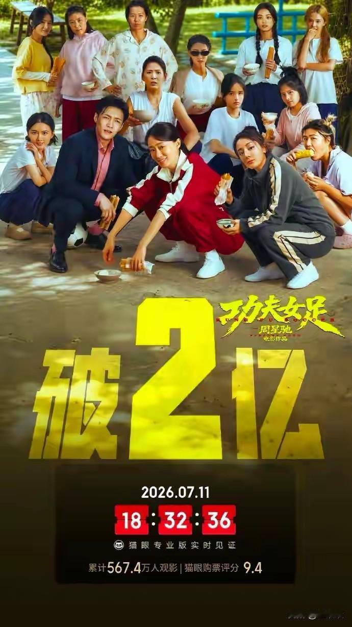 星爷不愧是星爷，还是熟悉的味道，熟悉的配方，热血从未褪色，《功夫女足》首日就破2